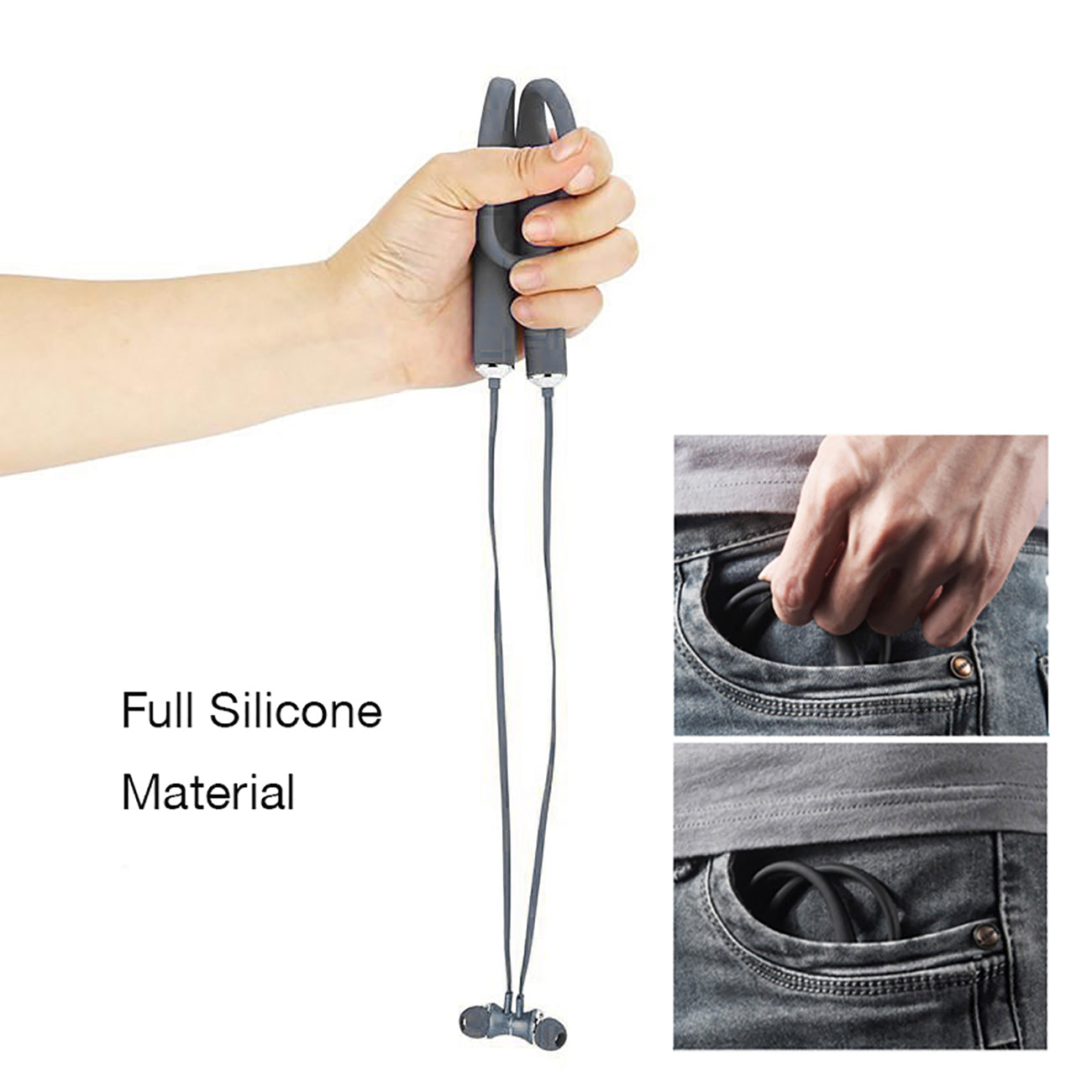Earphones Bluetooth Universal Reiko Gray Color