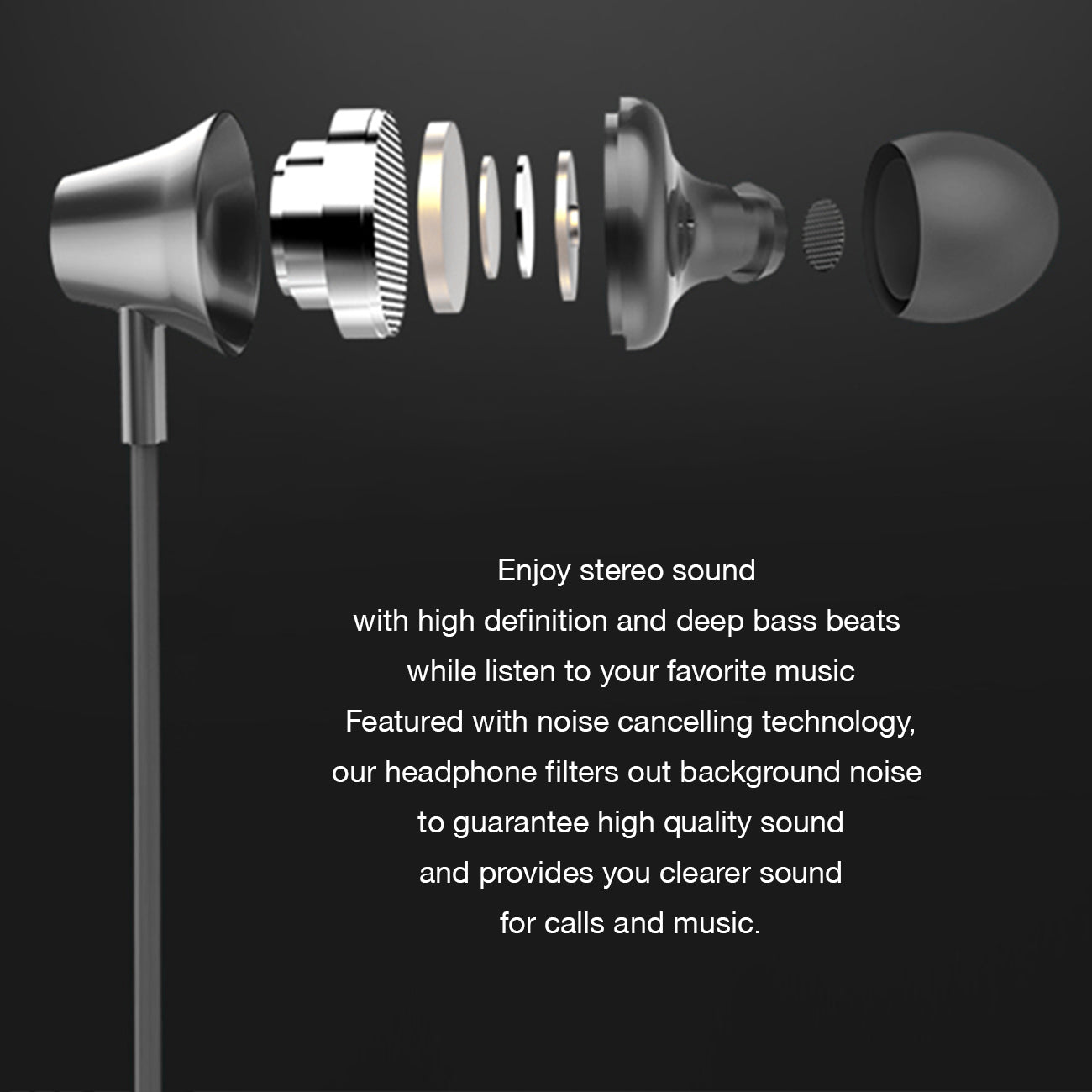 Earphones Bluetooth Universal Reiko Gray Color