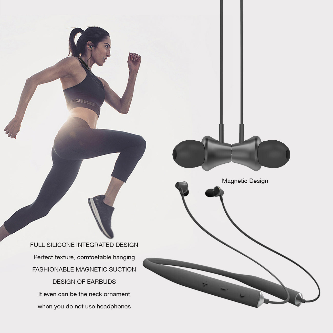 Earphones Bluetooth Universal Reiko Gray Color
