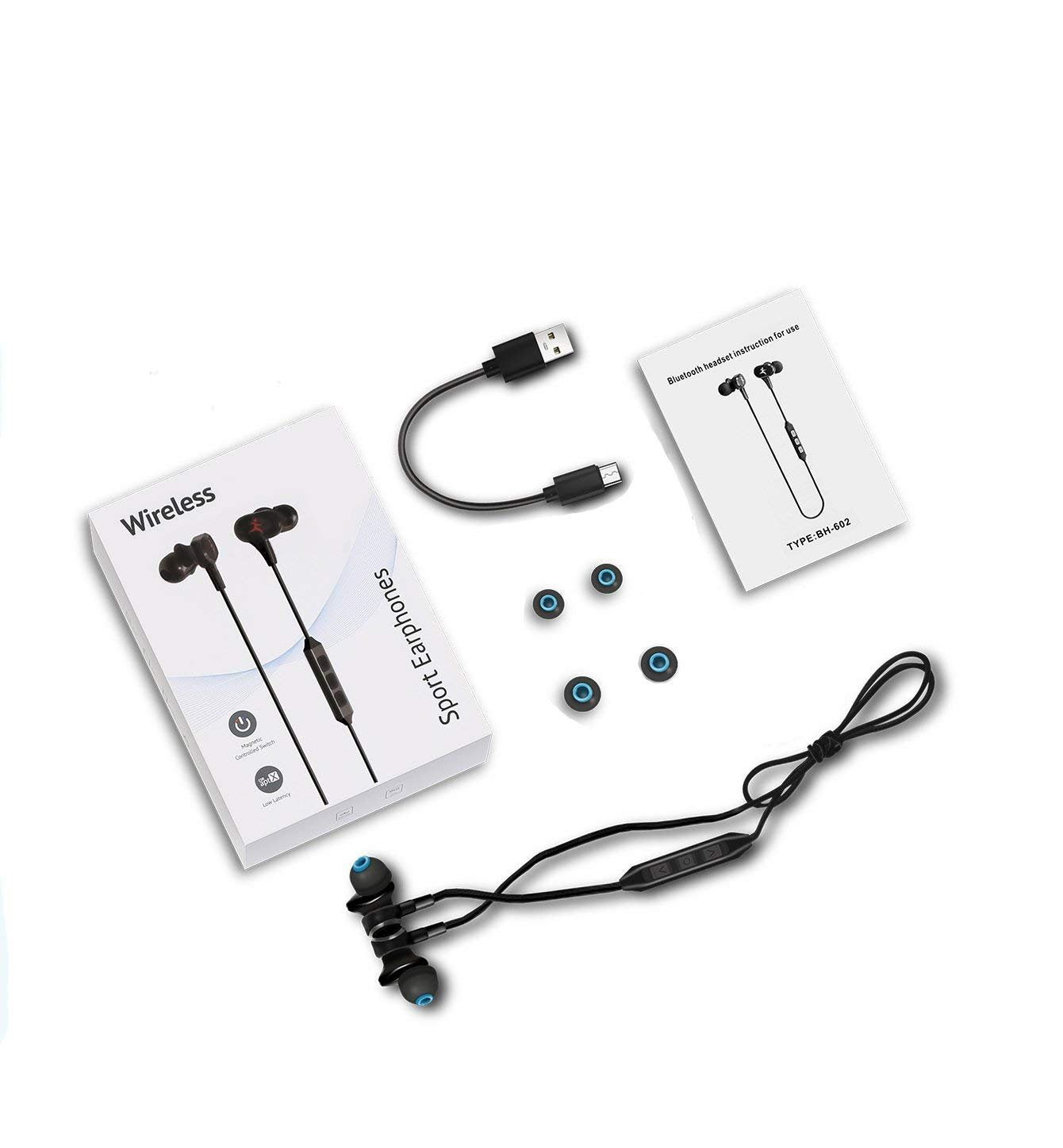 Earphones Wireless Sport With Magnetic Controlled Switch Red Color