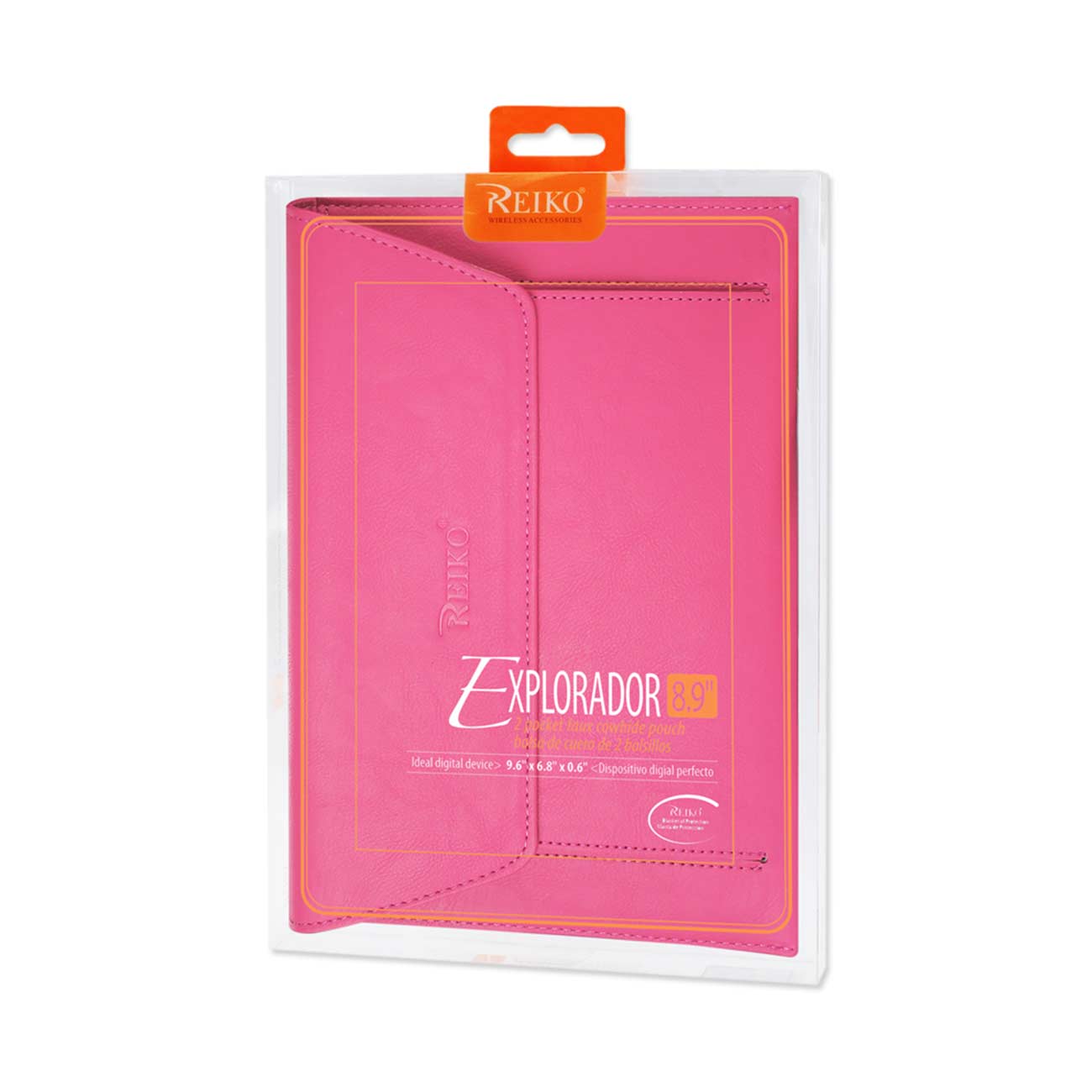 REIKO PREMIUM LEATHER CASE POUCH FOR 8.9INCHES IPADS AND TABLETS In HOT PINK