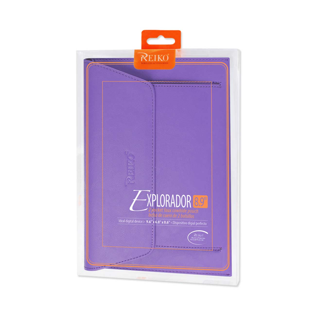 REIKO PREMIUM LEATHER CASE POUCH FOR 8.9INCHES IPADS AND TABLETS In PURPLE