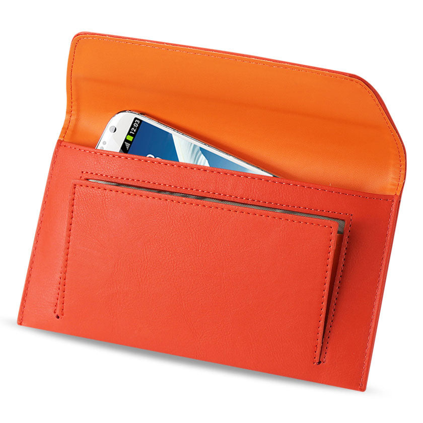 Reiko Universal High Quality Leather Case For For 5.94 X 3.17 X 0.37 Inches Devices In Orange