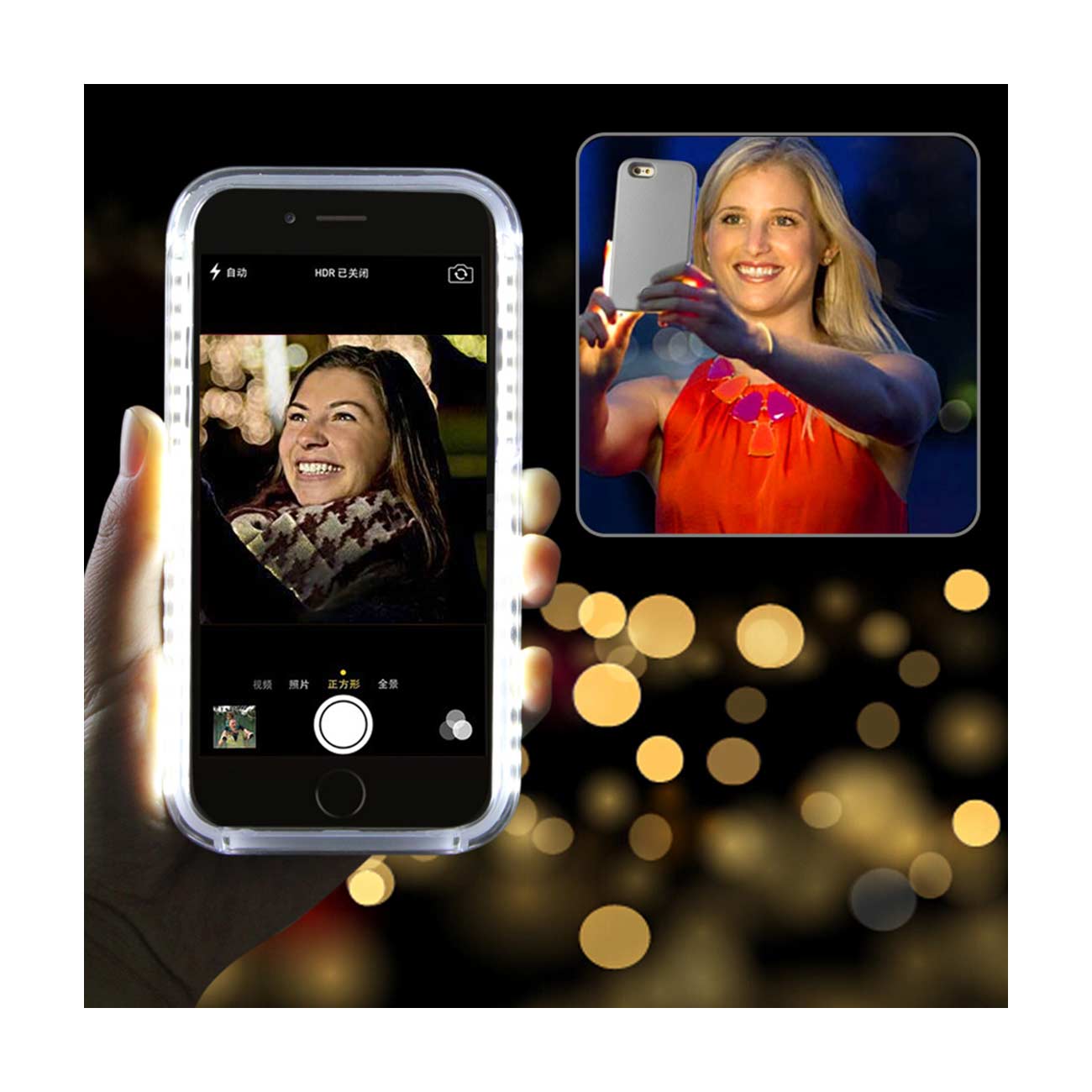 Case Illuminated LED Selfie Light Up iPhone 6 Plus/ 6S Plus Silver Color