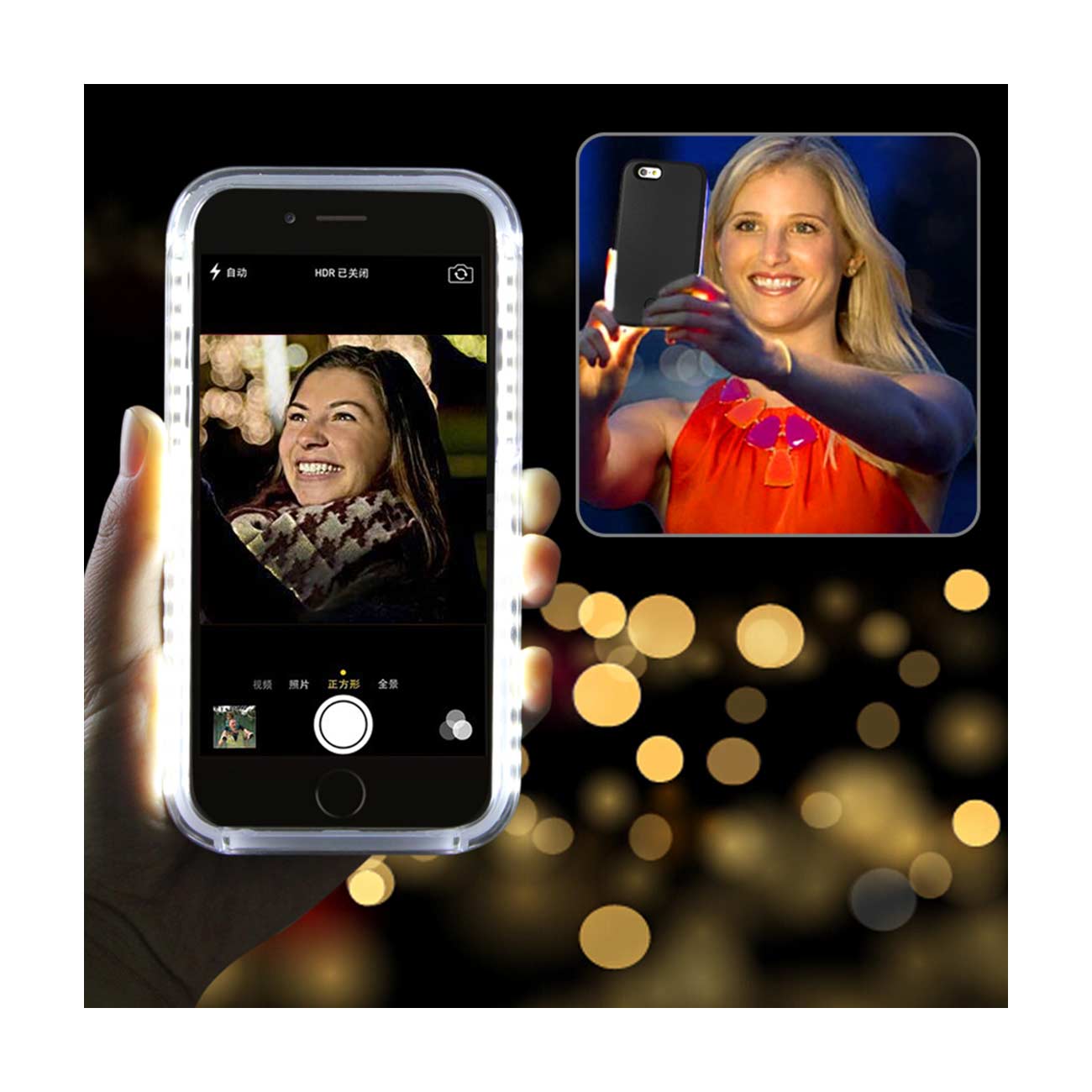 Case Illuminated LED Selfie Light Up iPhone 6/ 6S Black Color