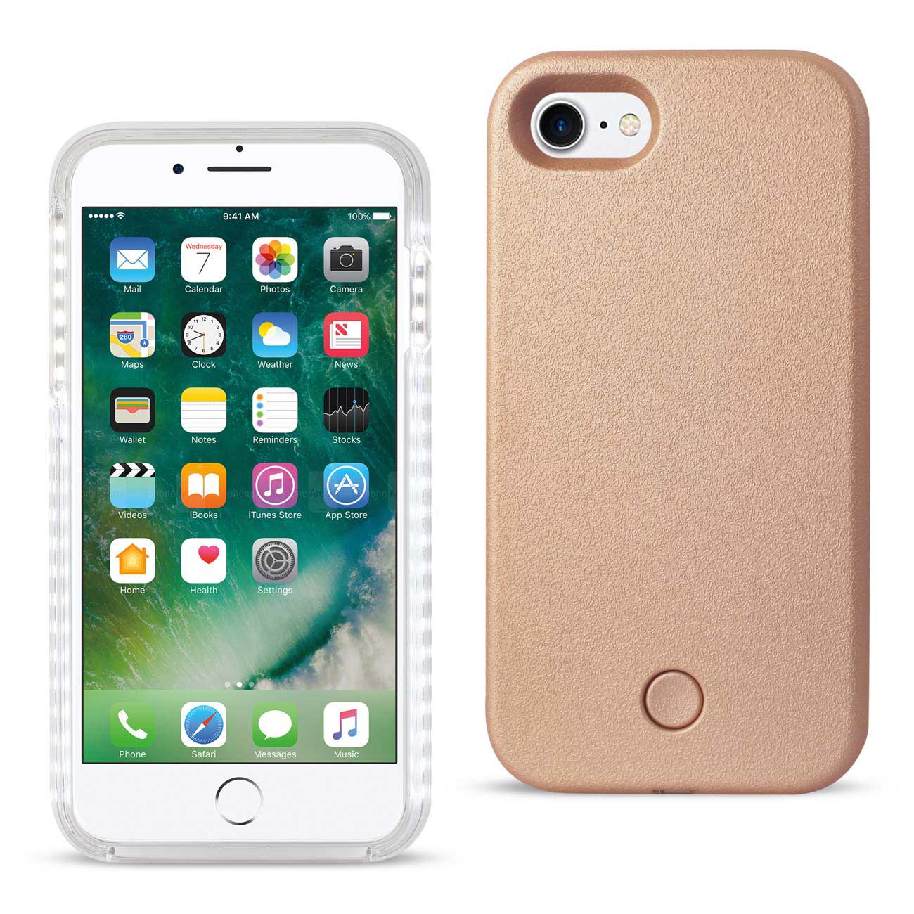 Case Illuminated LED Selfie Light Up iPhone 7/ 8/ SE2 Rose Gold Color