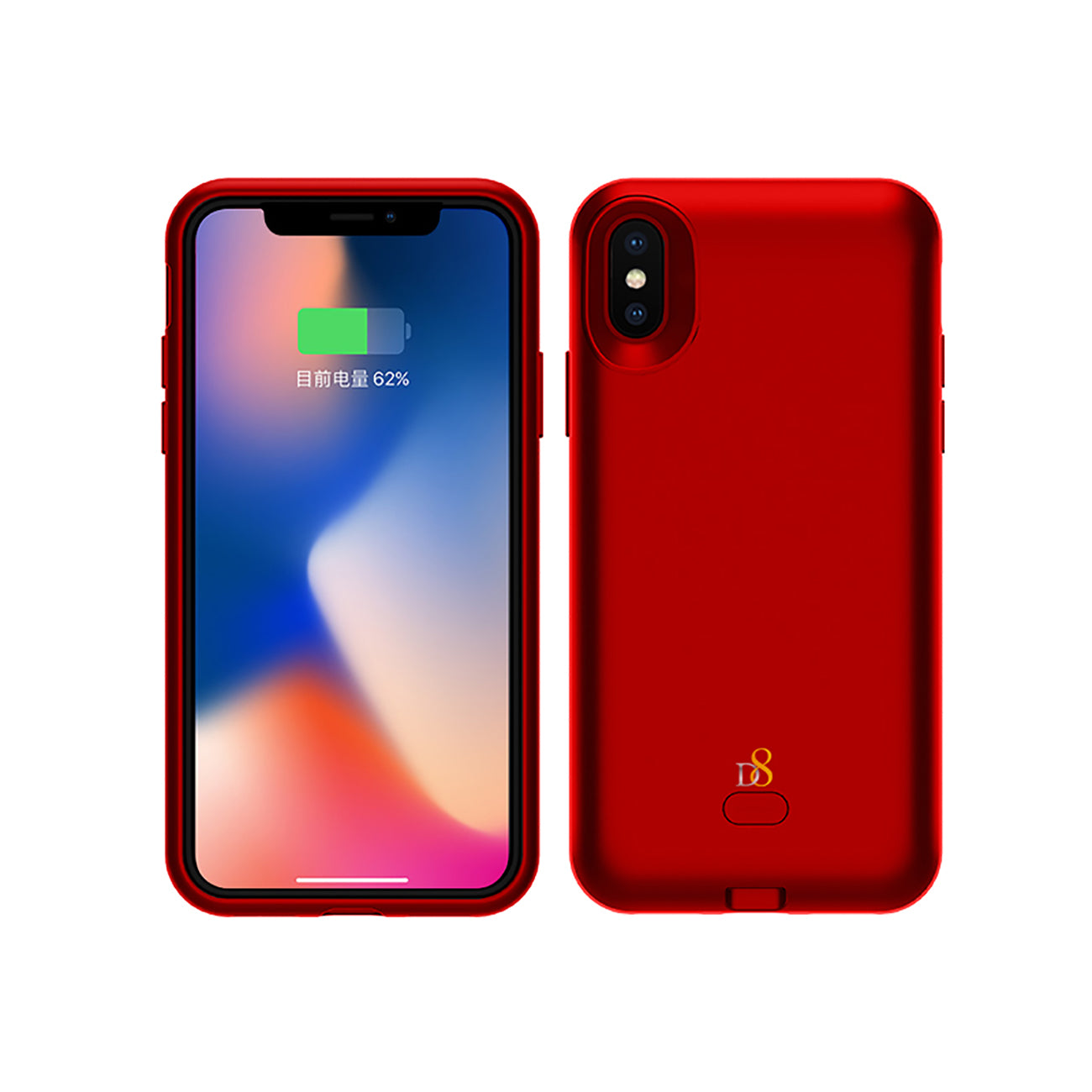 Real 3000mAh Rechargeable Extended Protective Battery Charging Case for iPhone X In Red