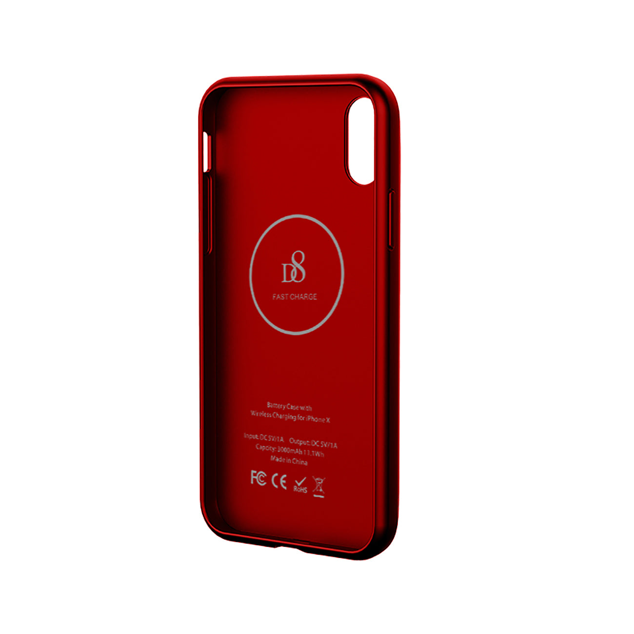 Real 3000mAh Rechargeable Extended Protective Battery Charging Case for iPhone X In Red