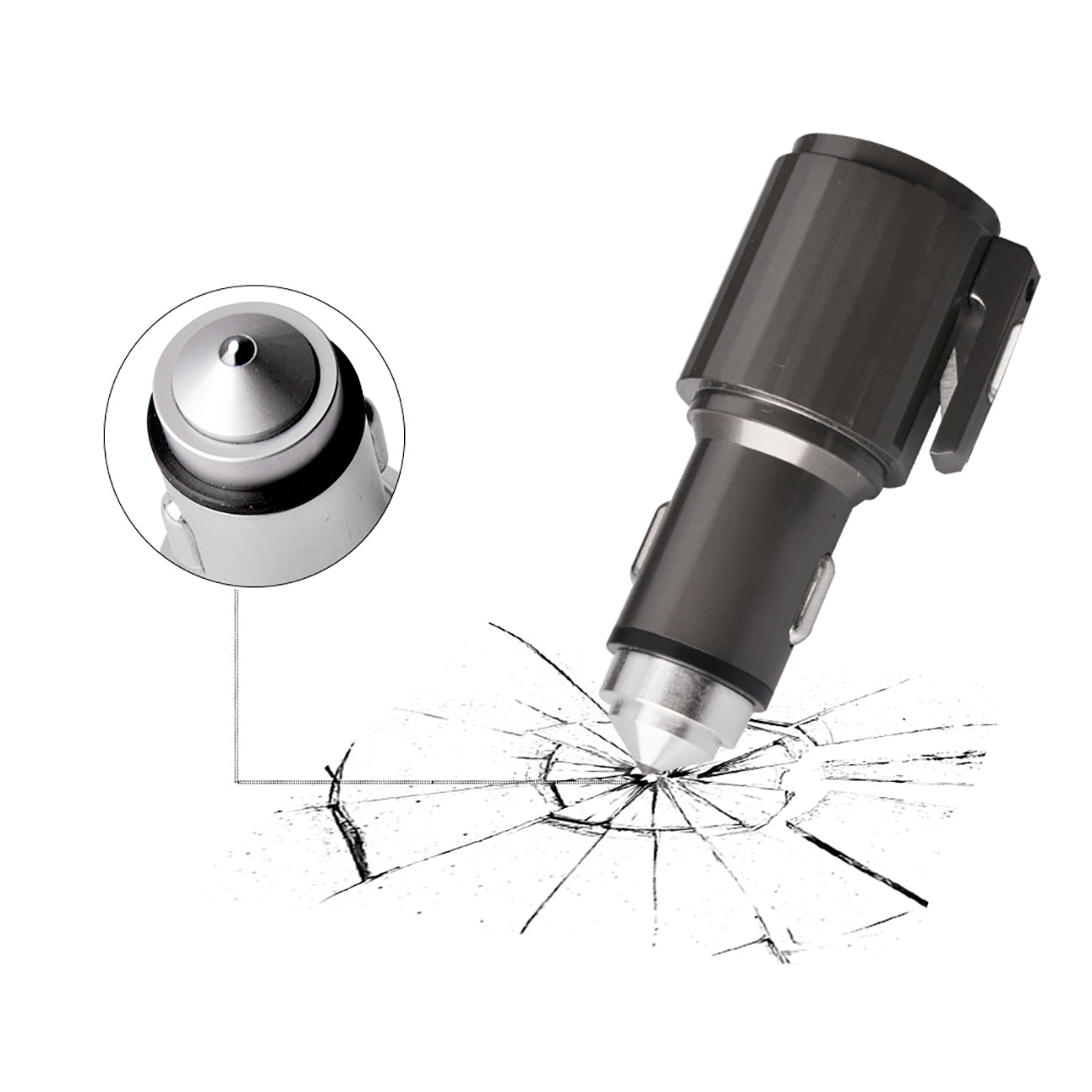 Quick Car Charger, Usb And Type-C Fast Car Charger With Life Guard Charge Technology In Gray