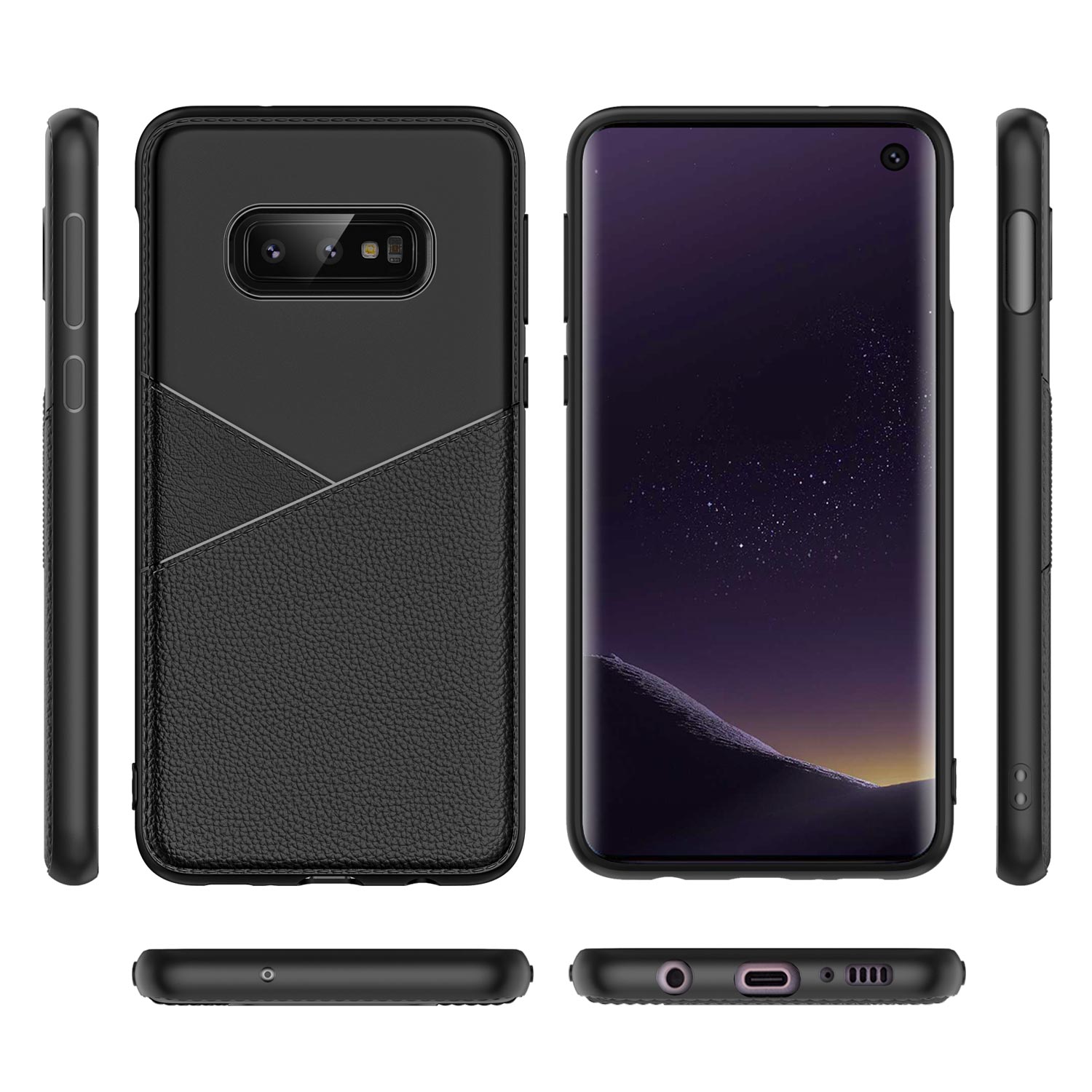 SAMSUNG GALAXY S10 Lite(S10e) TPU Leather feel Case Leather Fit Flexible Slim Premium Case in Black