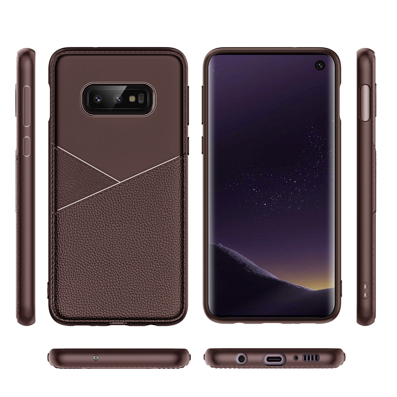 SAMSUNG GALAXY S10 Lite(S10e) TPU Leather feel Case Leather Fit Flexible Slim Premium Case in Brown