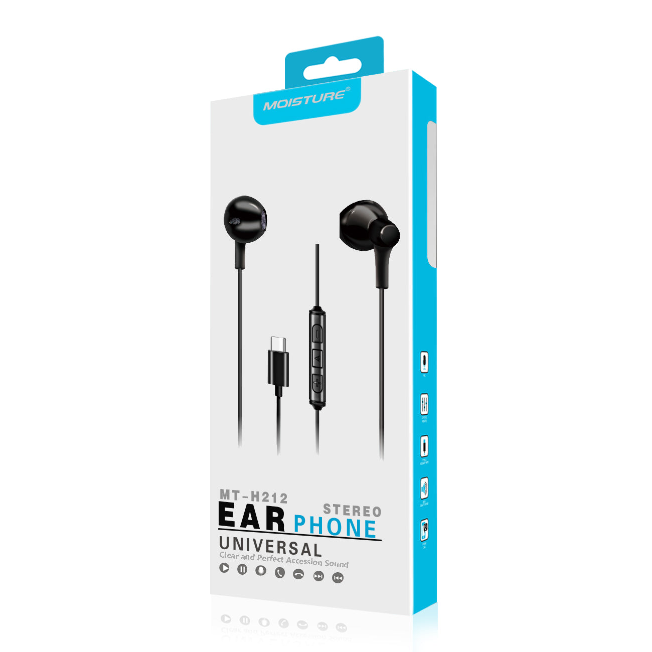 Earphones For Type C MT-H212 Moisture Black Color