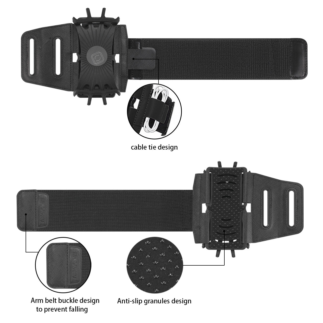 Armband Smart Phone for Sports With Key Holder Fits Phone From 4 Inch to 6 Inch Black Color