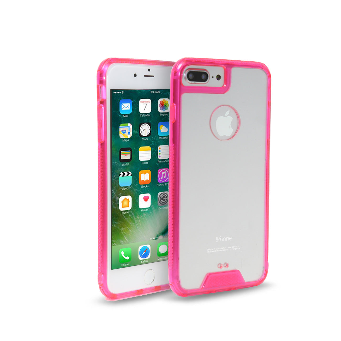 Back Cover Bumper TPU Slim iPhone 7 Plus/ 8 Plus Clear Hot Pink Color