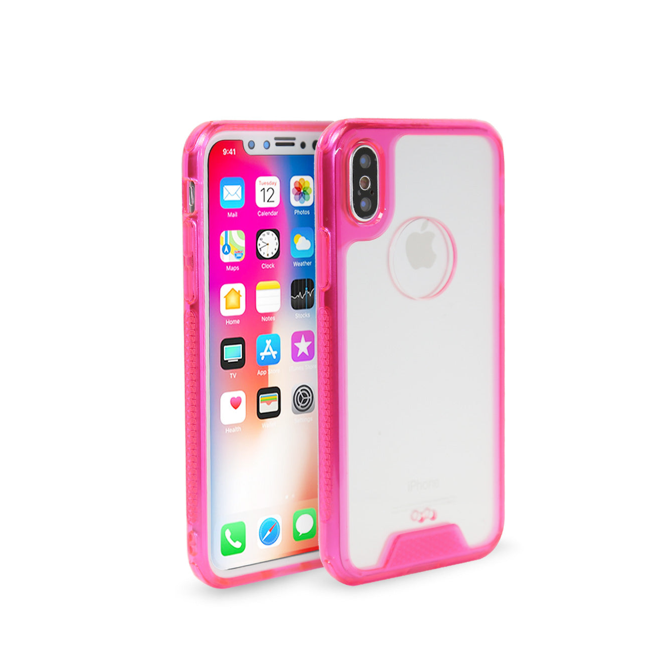 iPhone X Slim Bumper TPU Back Cover In Clear Hot Pink