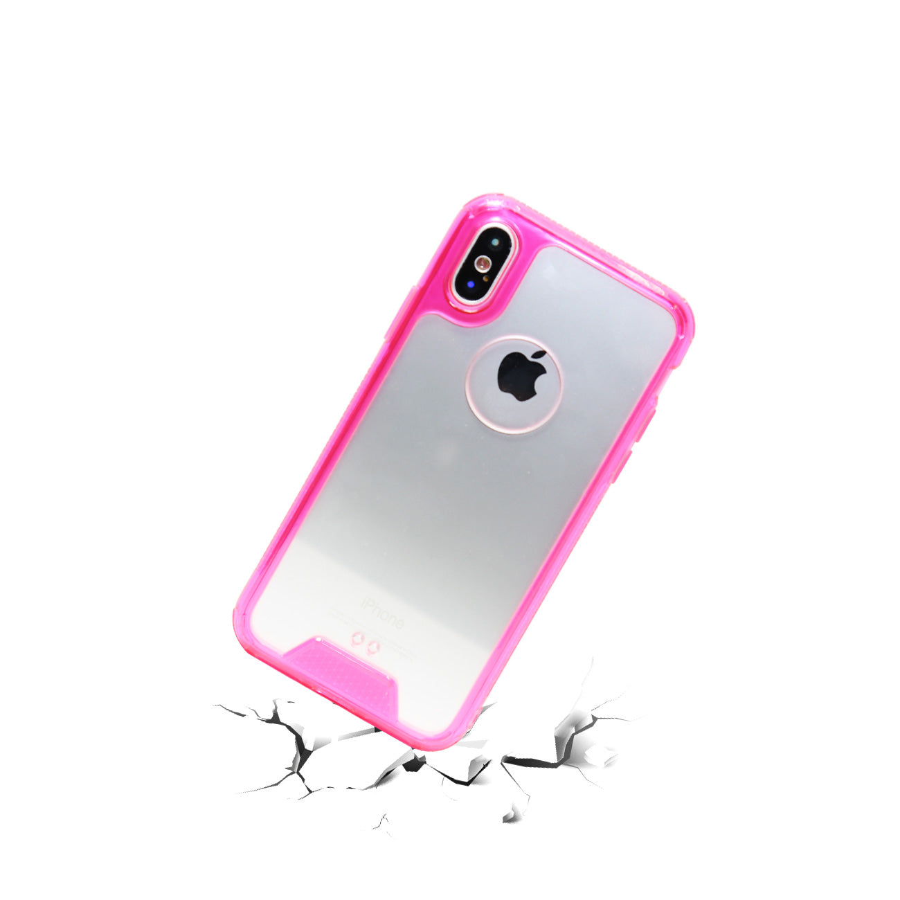 iPhone X Slim Bumper TPU Back Cover In Clear Hot Pink
