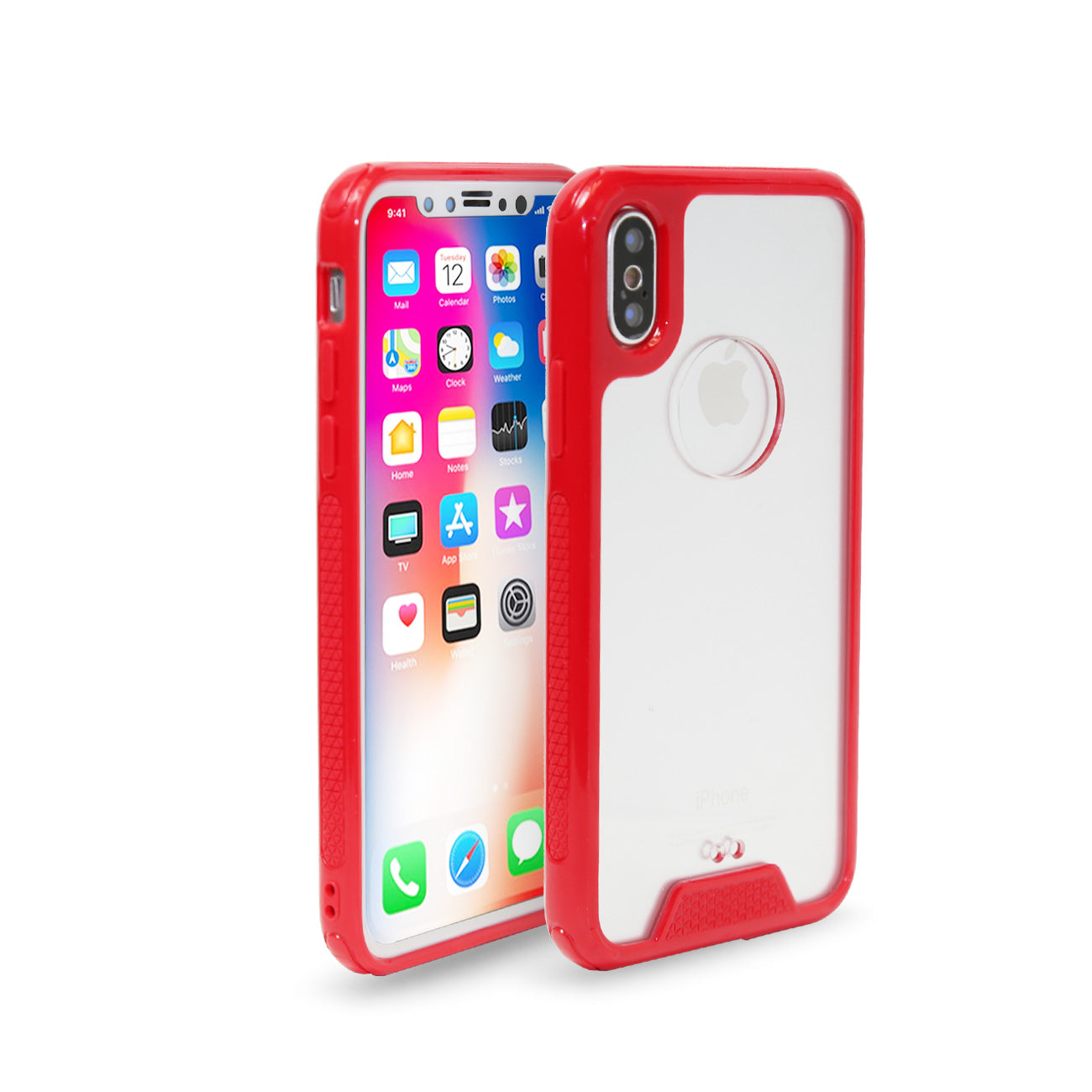 iPhone X Slim Bumper TPU Back Cover In Clear Red