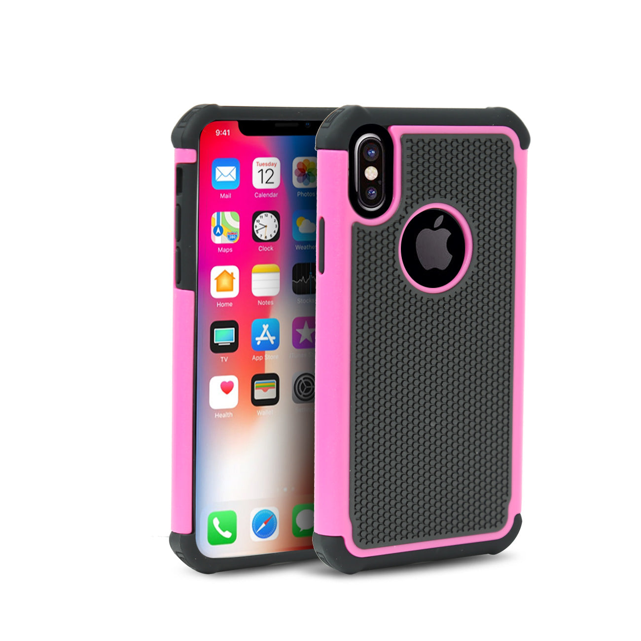 iPhone X Hybrid Dual Layer Protective Case In Hot Pink