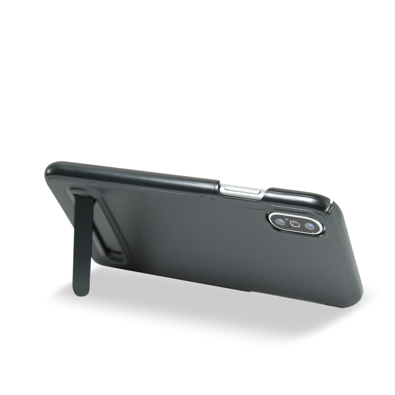 iPhone X Metal Brushed Texture Case With Kickstand In Black
