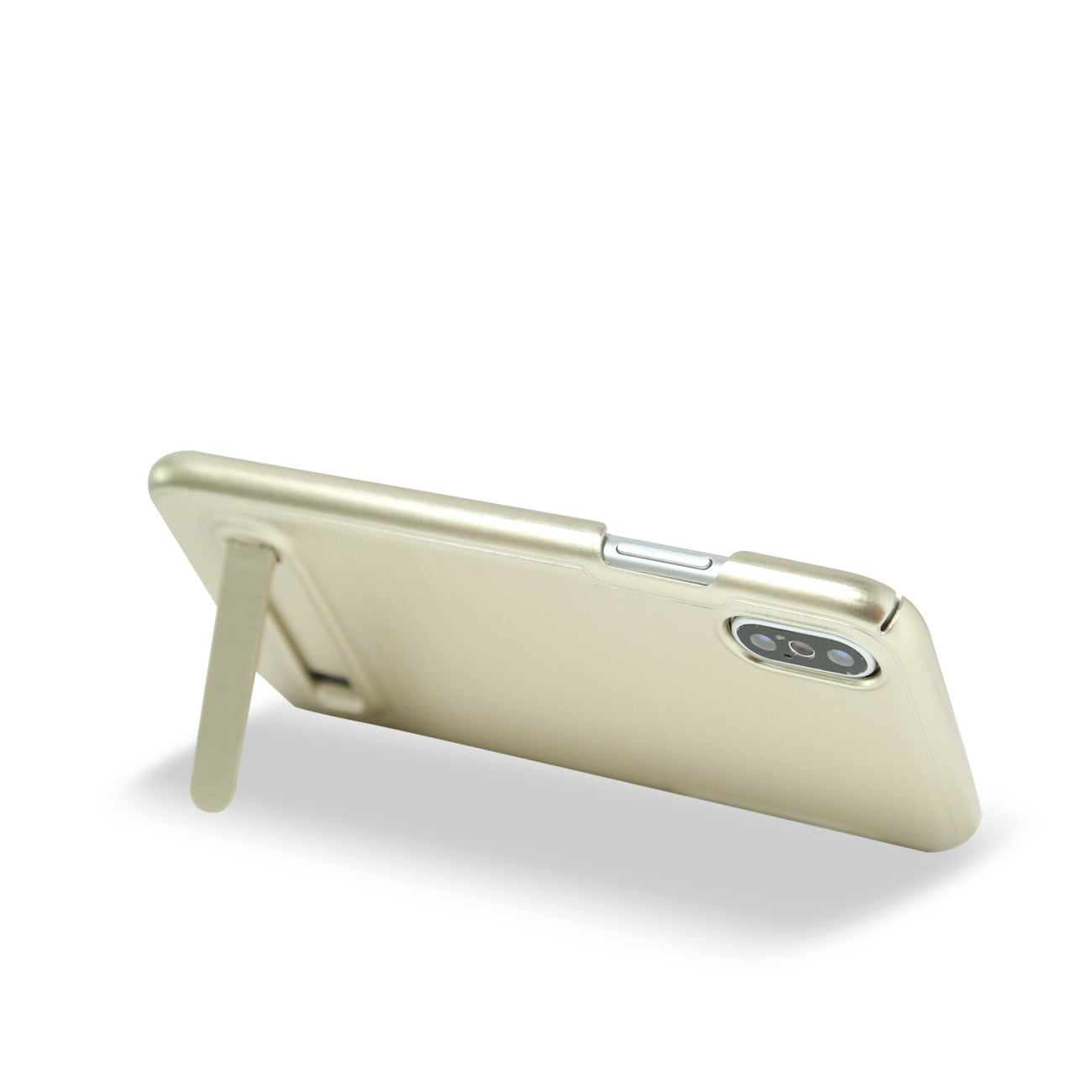 iPhone X Metal Brushed Texture Case With Kickstand In Gold