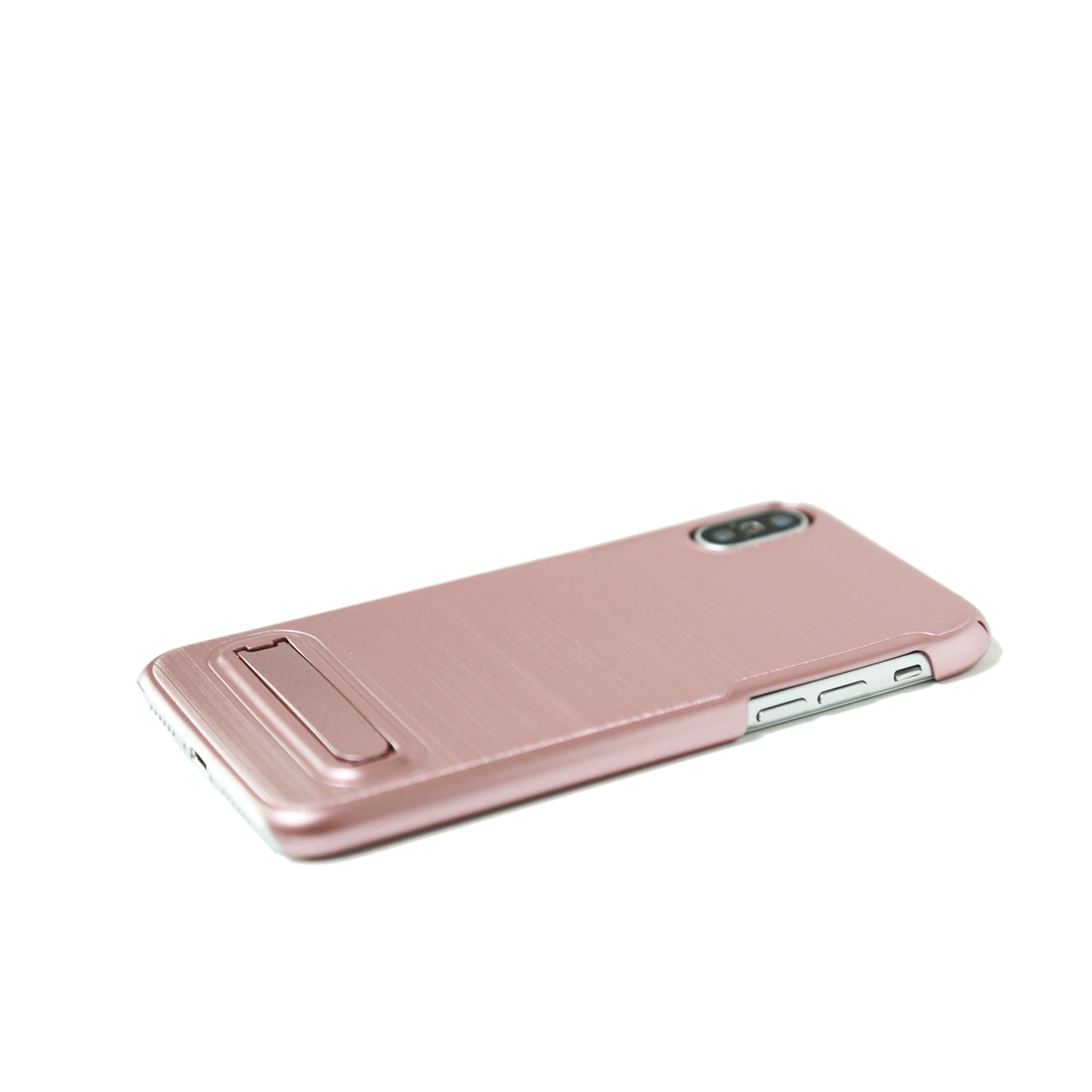 iPhone X Metal Brushed Texture Case With Kickstand In Rose Gold