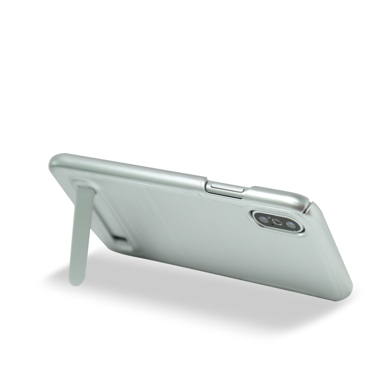 iPhone X Metal Brushed Texture Case With Kickstand In Silver