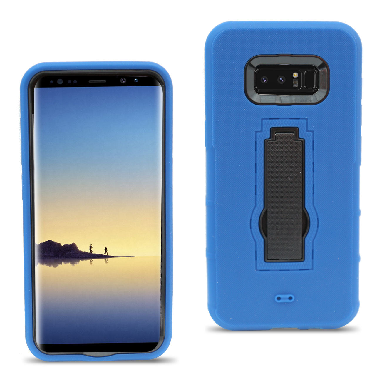 Case Protective Hybrid Dual Layer Kick-Stand Samsung Galaxy Note 8 Blue Color.