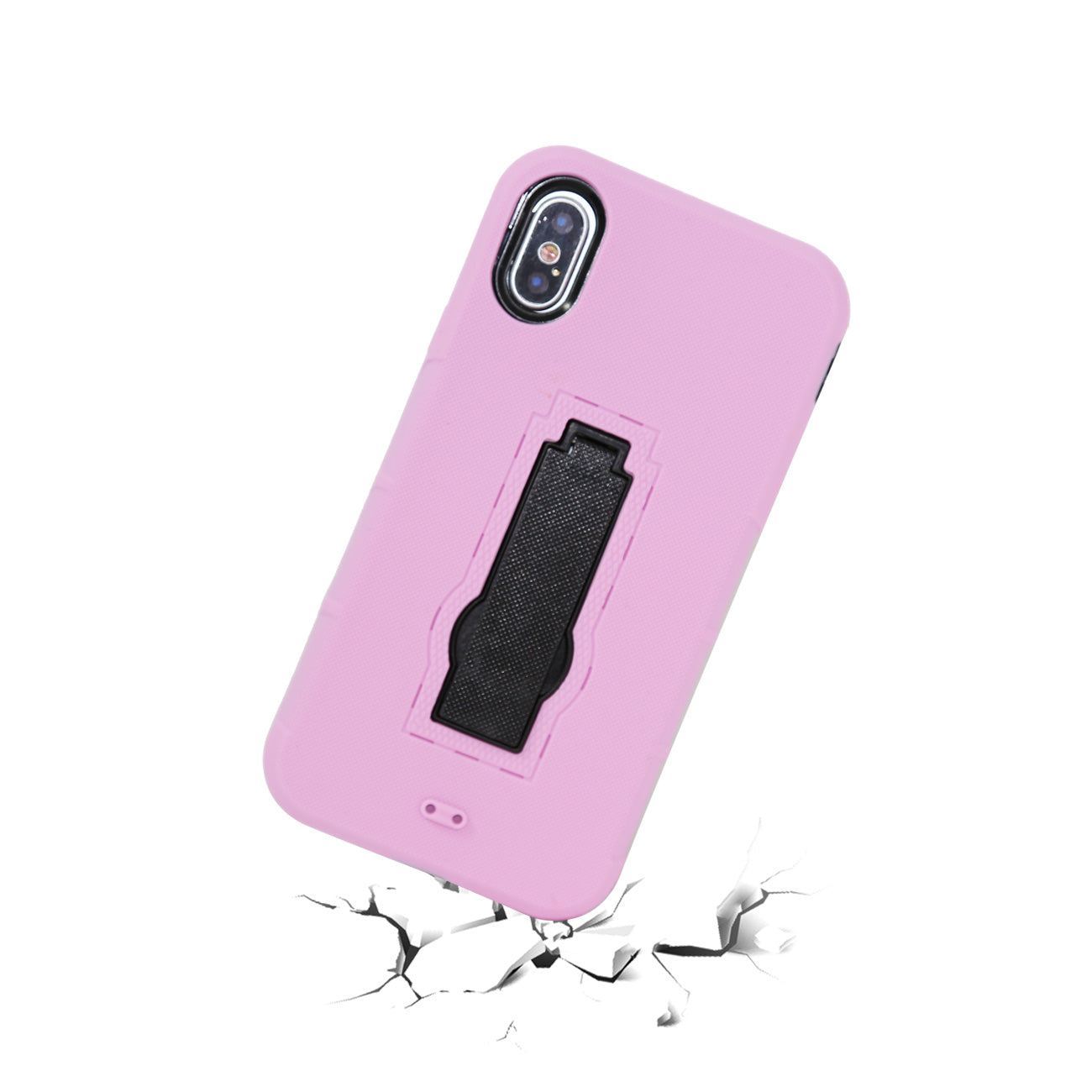 iPhone X Hybrid Dual Layer Protective Case With Kick-Stand In Pink
