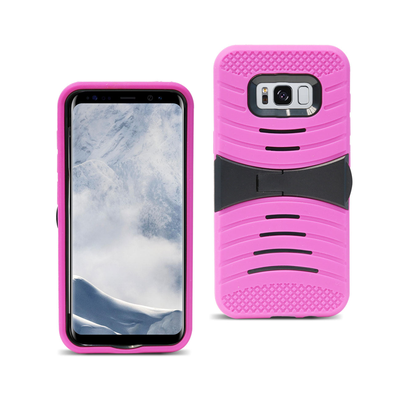 Case Protective Hybrid Dual Layer Kick-Stand Samsung Galaxy S8 Edge/ S8 Plus Hot Pink Color.