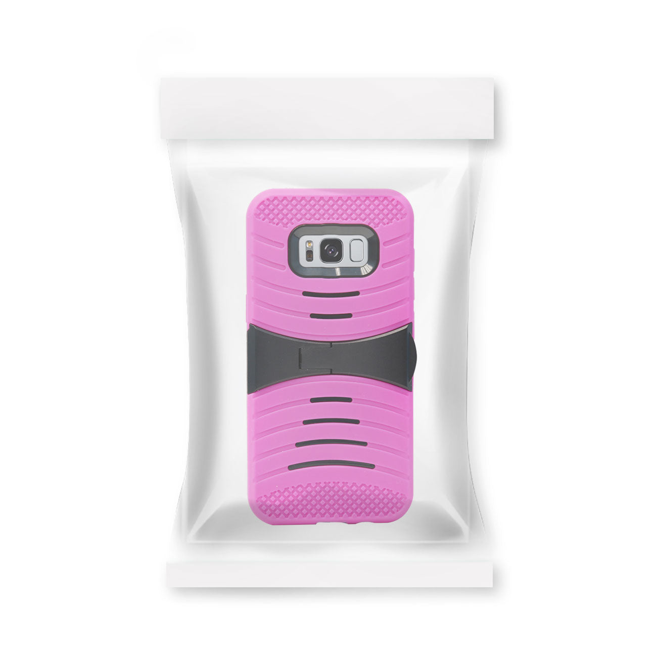 Samsung Galaxy S8 Hybrid Dual Layer Protective Case With Kick-Stand In Hot Pink