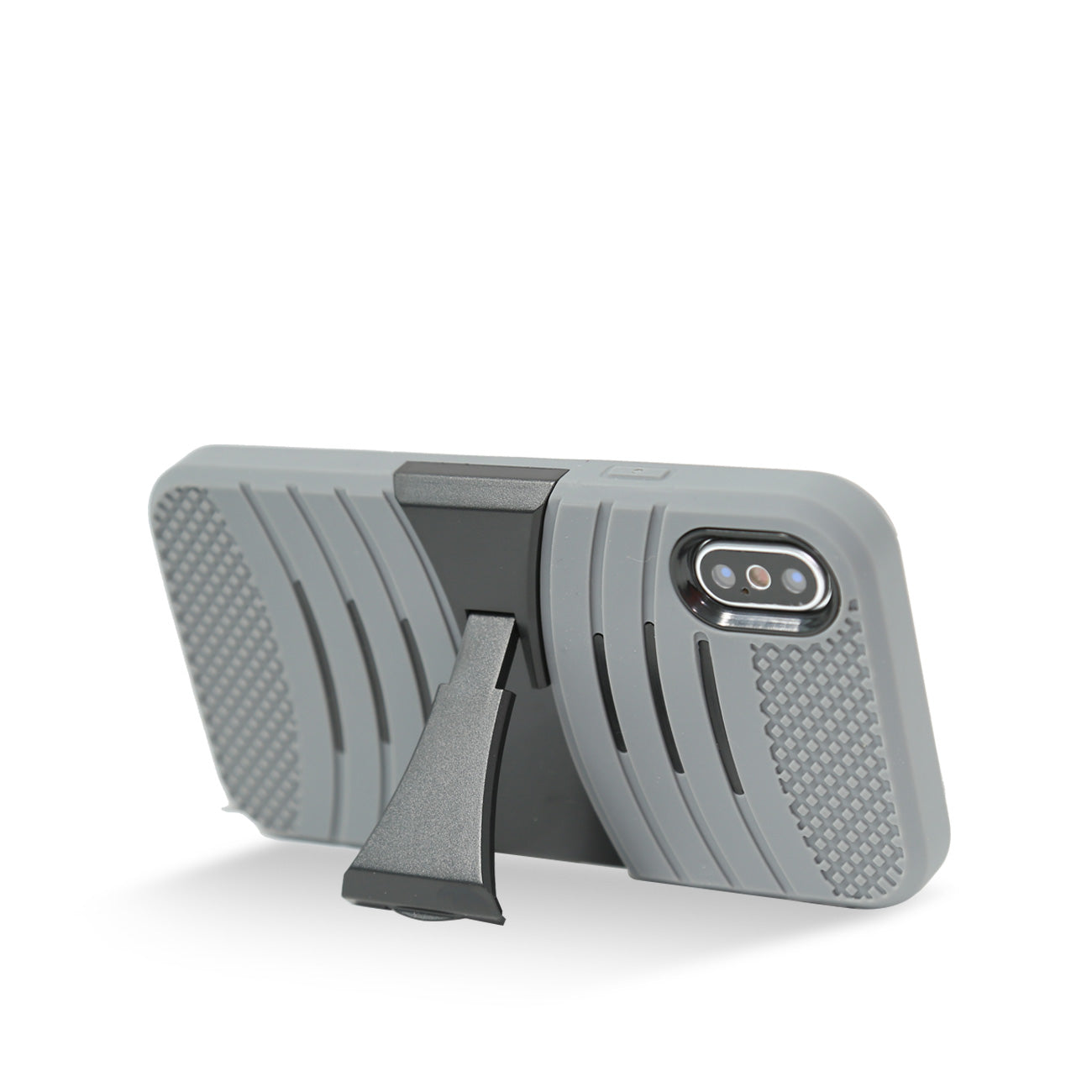 iPhone X Hybrid Dual Layer Protective Case With Kick-Stand In Gray