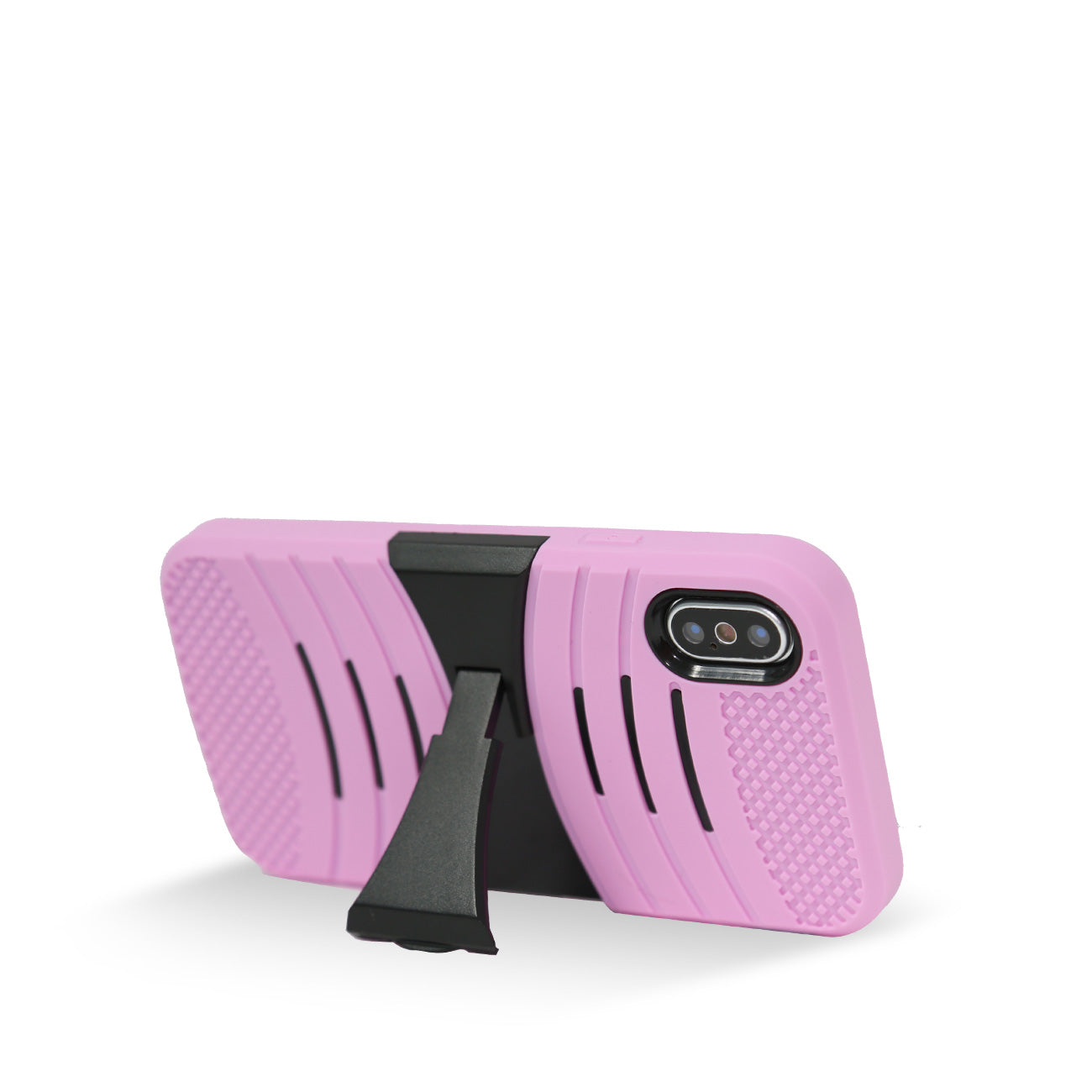 Case Protective Hybrid Dual Layer With Kick-Stand iPhone X Pink Color