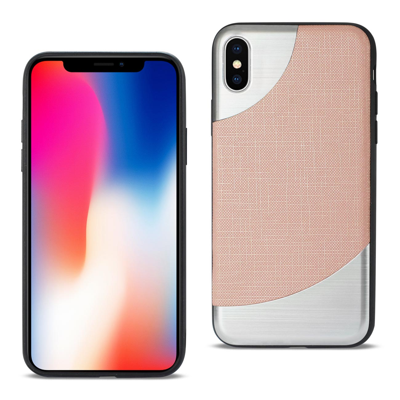 iPhone X Slim Case Protective Luxury Brushed Metal And Nanmu Cloth Pattern Elegant Fashion Style