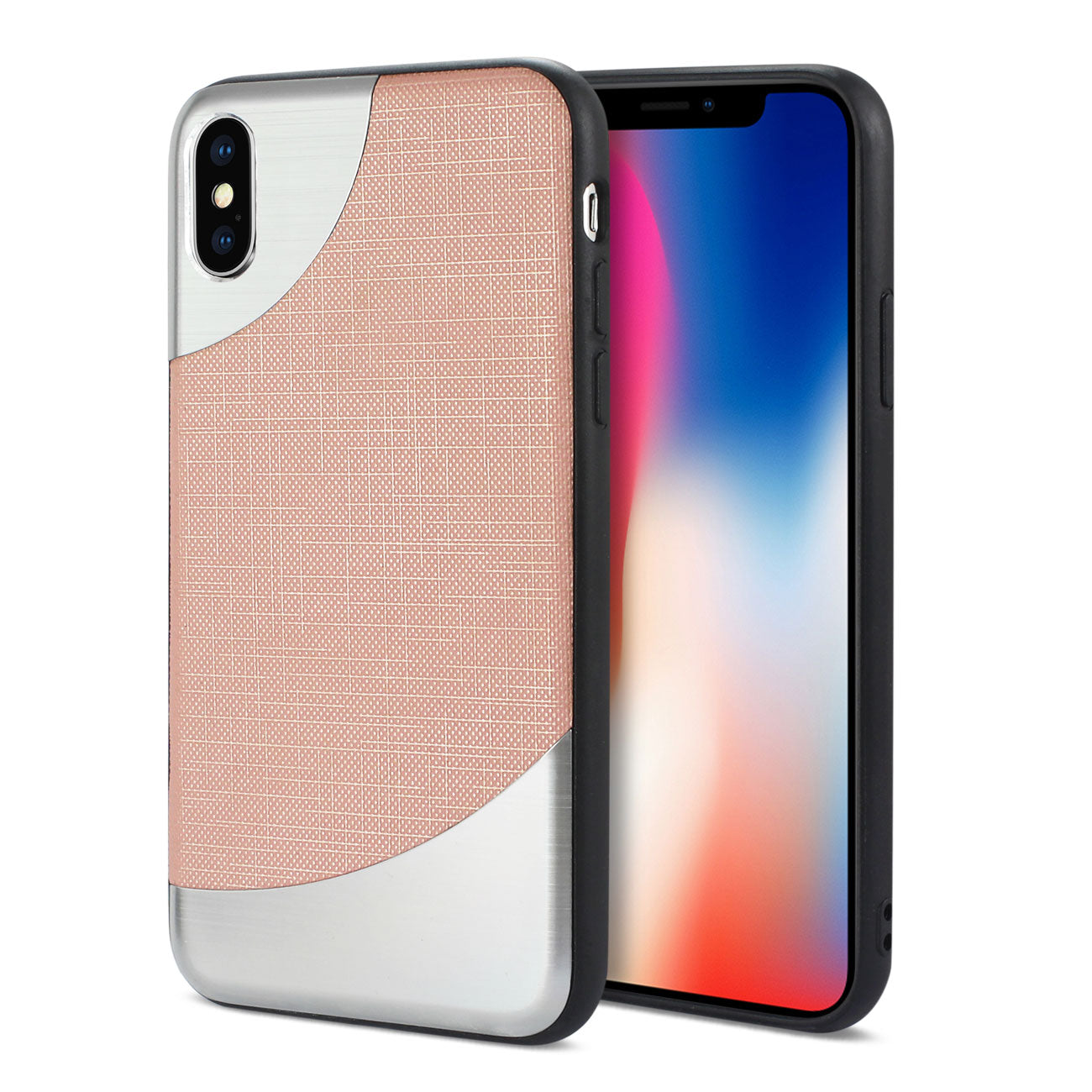 iPhone X Slim Case Protective Luxury Brushed Metal And Nanmu Cloth Pattern Elegant Fashion Style