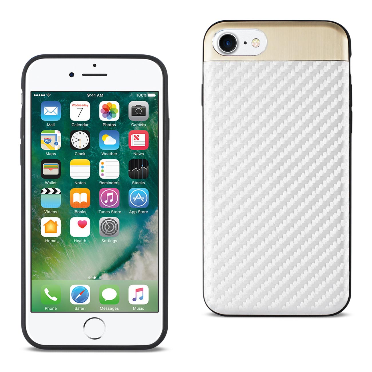Cover Brushed Aluminum Metal Carbon Fiber Style iPhone 7/ 8/ SE2