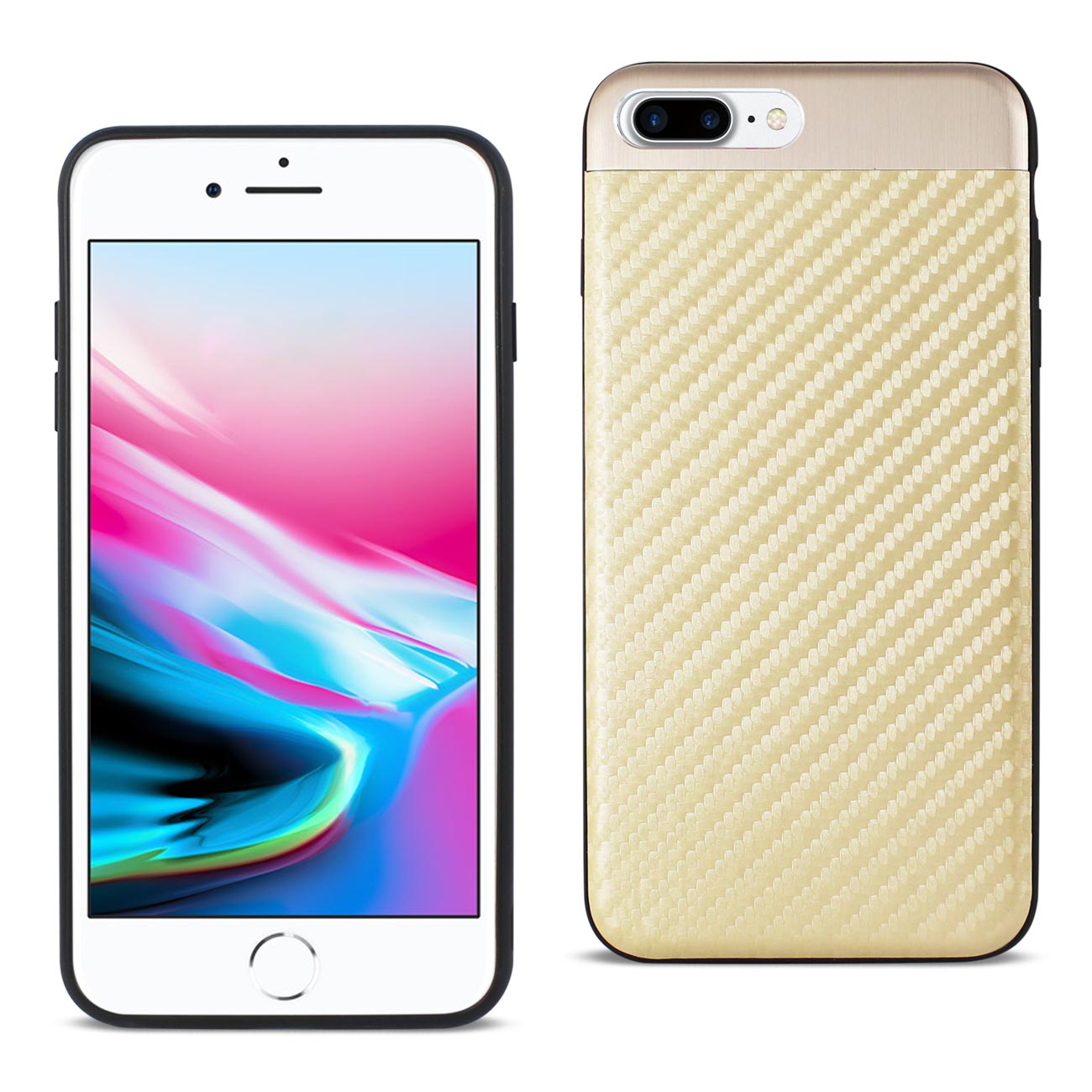 Cover Brushed Aluminum Metal Carbon Fiber Style iPhone 8/ 7 Plus