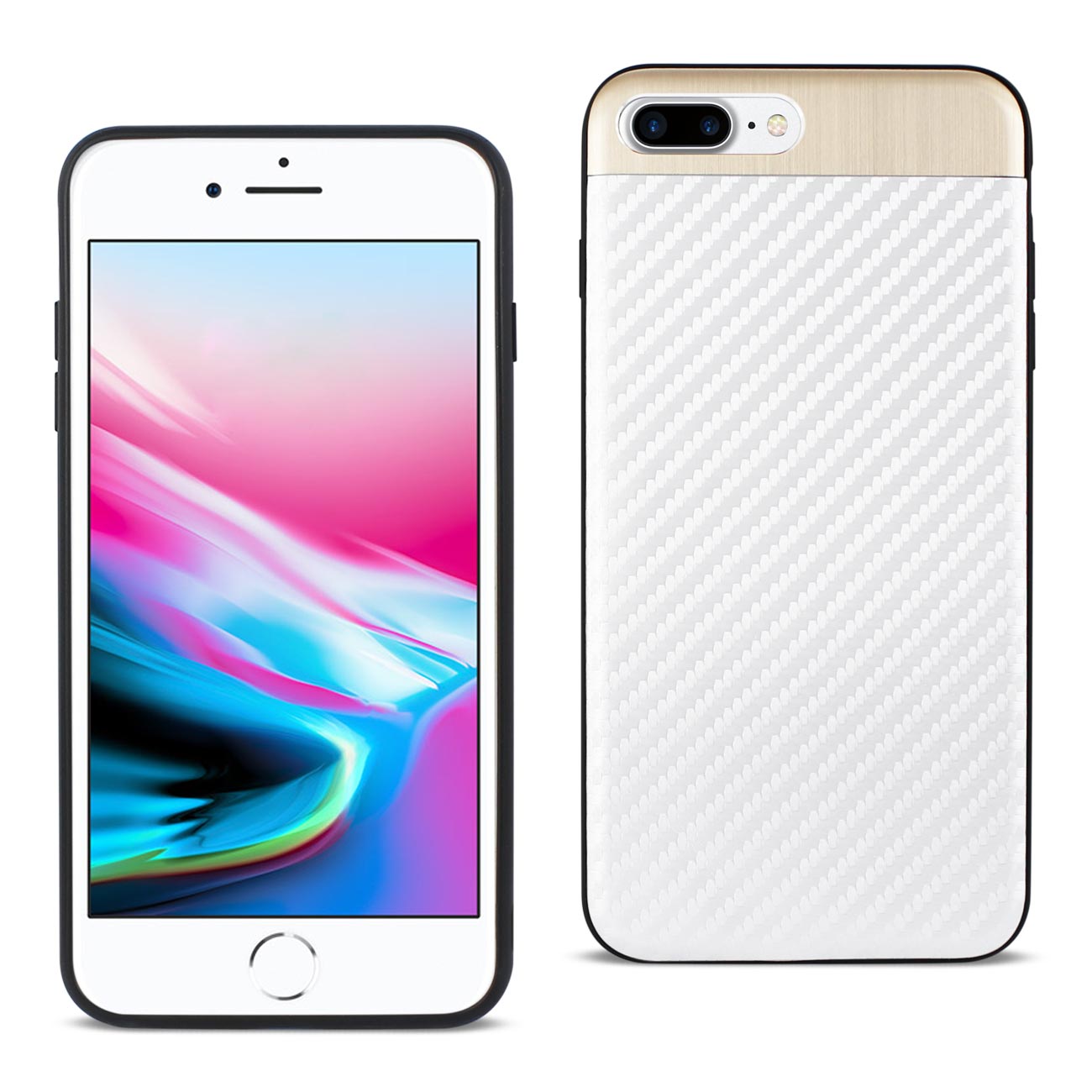 Cover Brushed Aluminum Metal Carbon Fiber Design iPhone 8/ 7 Plus