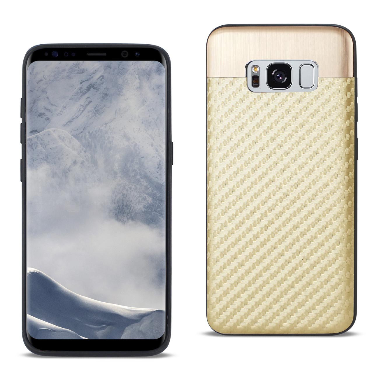 Cover Brushed Aluminum Metal Carbon Fiber Style Samsung S8 EDGE/ S8 Plus