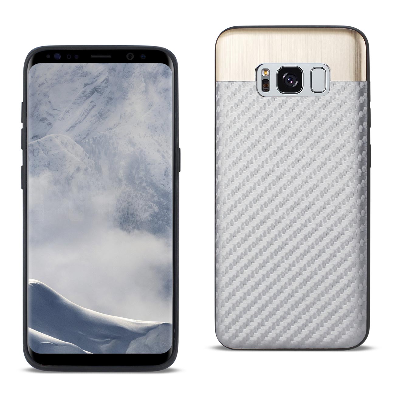 Samsung S8 EDGE/S8 Plus Carbon fiber Style With Brushed Aluminum Metal Cover