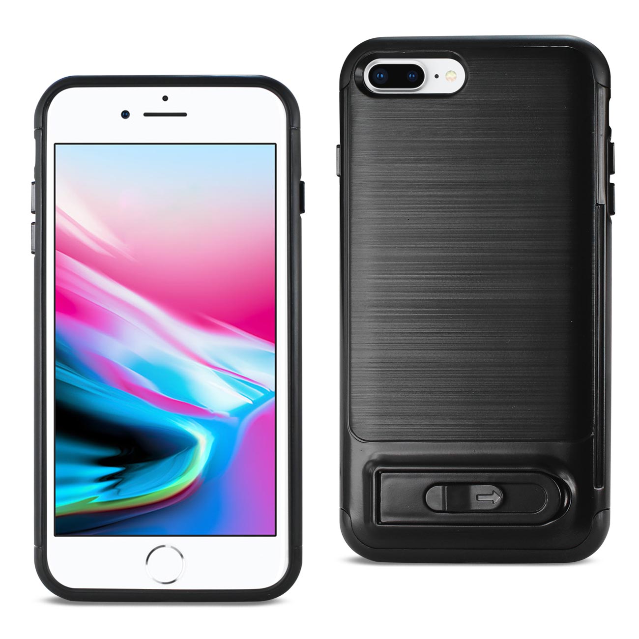 Wallet Case Semi-Automatic Card Holding Apple iPhone 8 Plus / iPhone 7 Plus Black Color