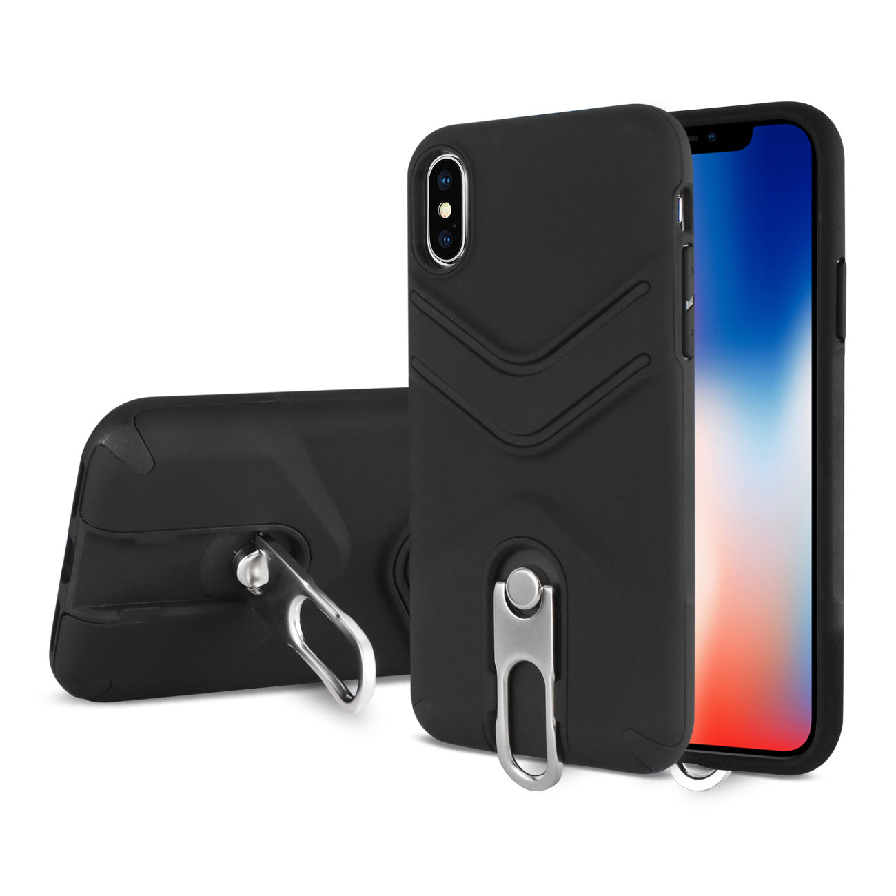 Cover PC TPU Protective With 360 Degree Rotatable Stand Slim-Fit Apple iPhone X Black Color