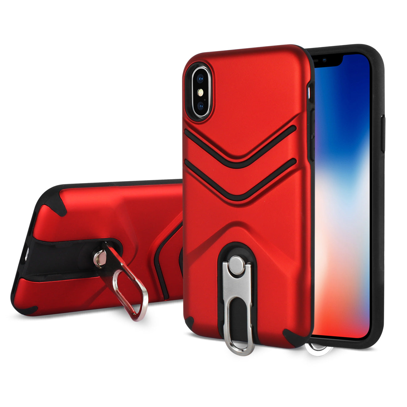Cover PC TPU Protective With 360 Degree Rotatable Stand Slim-Fit Apple iPhone X Red Color