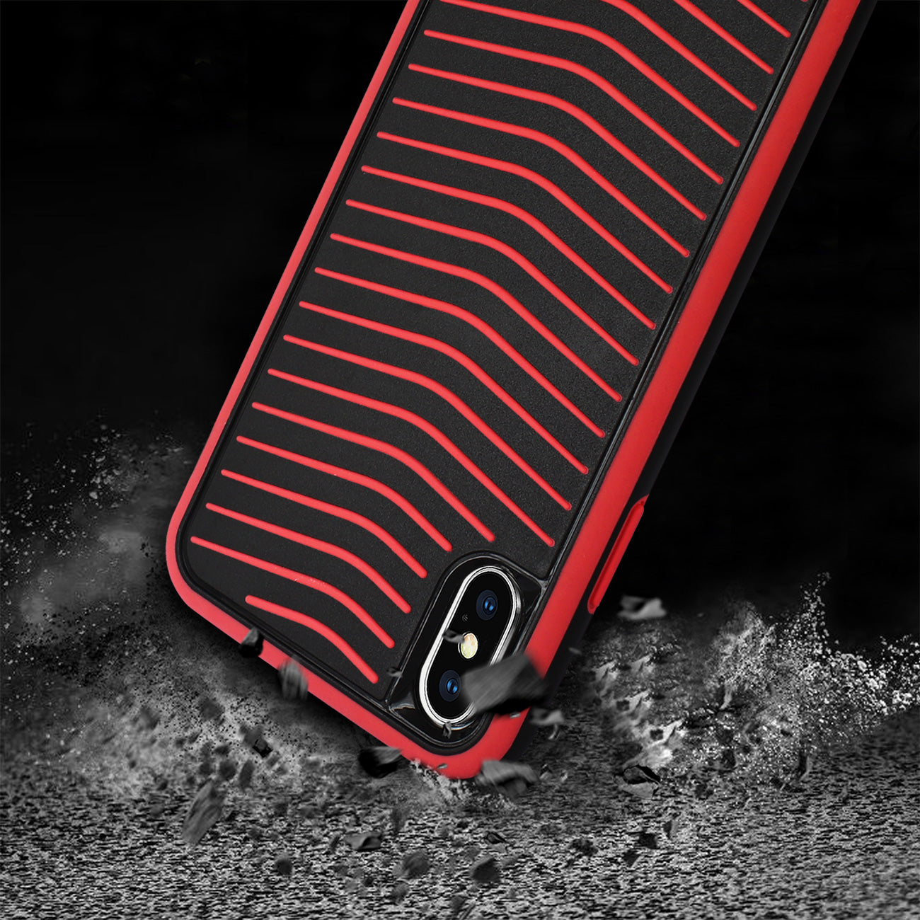 iPhone X Grip Case Multi Layer Protection Cover In Black And Red