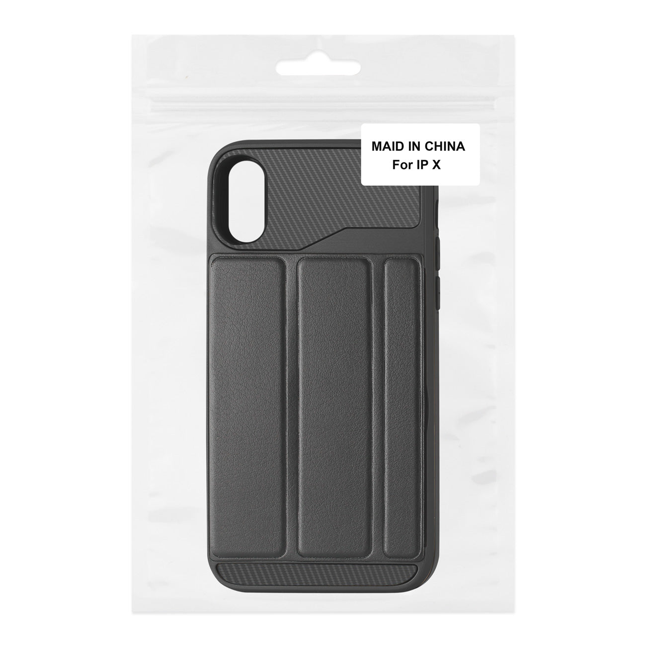 Wallet Case Flip Leather Feel With Cover Card Holder Kickstand iPhone X Black Color