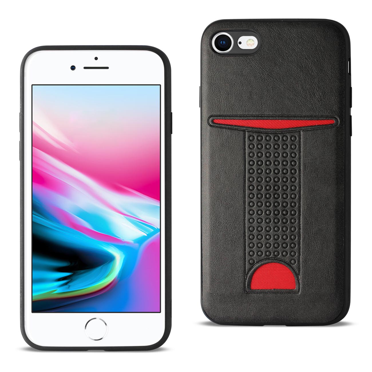 Wallet Case With Card Holder Slot, Slim Shockproof Protective Cover iPhone 7/ 8/ SE2/ 6/ 6S Black Color