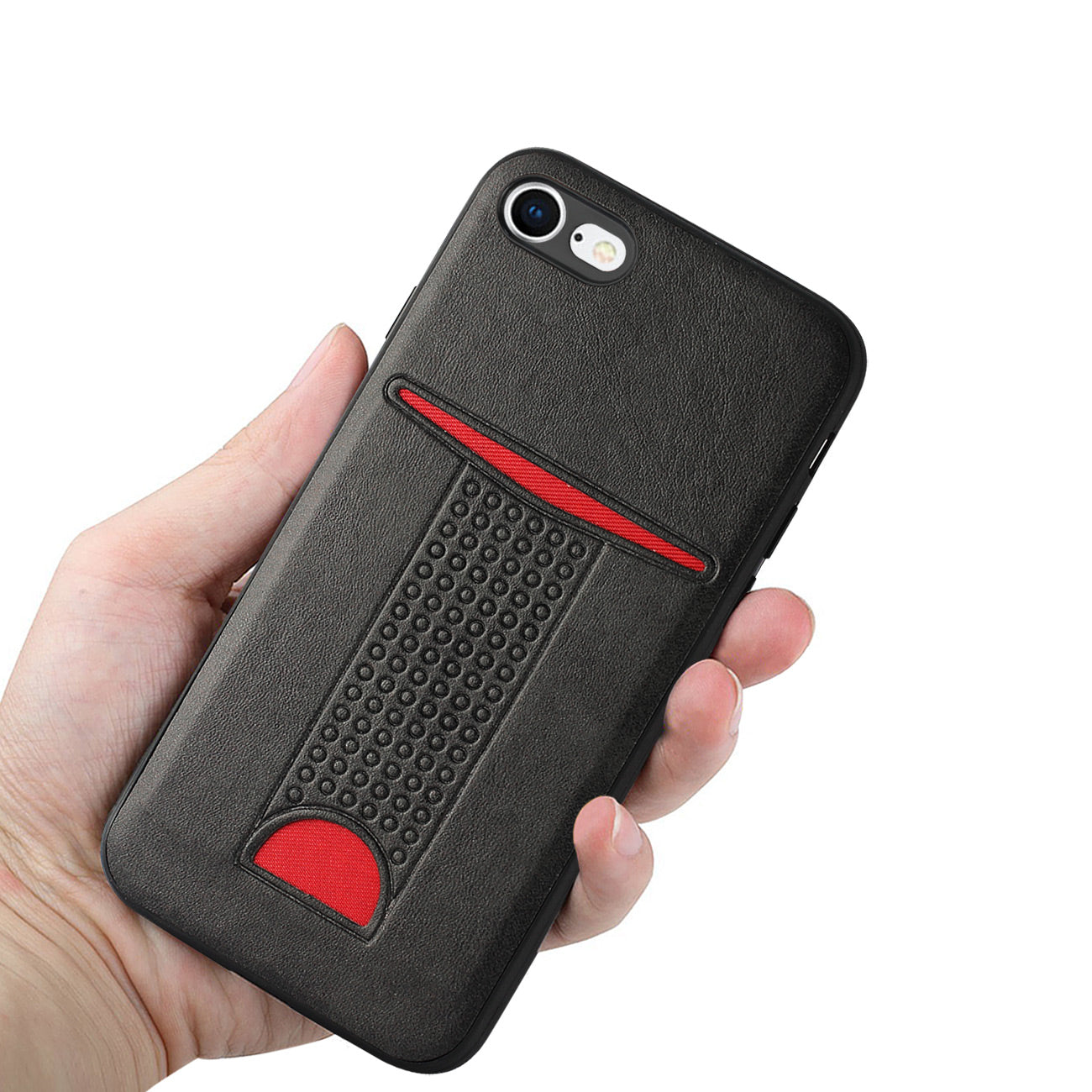 Wallet Case With Card Holder Slot, Slim Shockproof Protective Cover iPhone 7/ 8/ SE2/ 6/ 6S Black Color