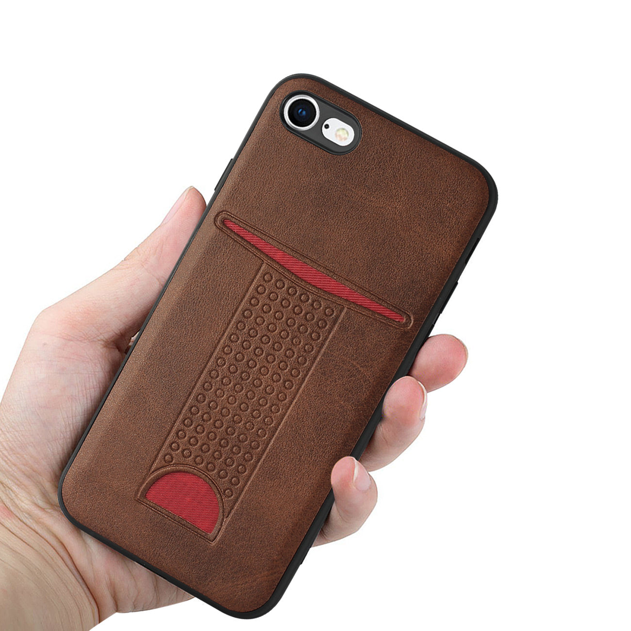 Wallet Case With Card Slot, Slim Shockproof Protective Cover iPhone 7/ 8/ SE2/ 6/ 6S Brown Color