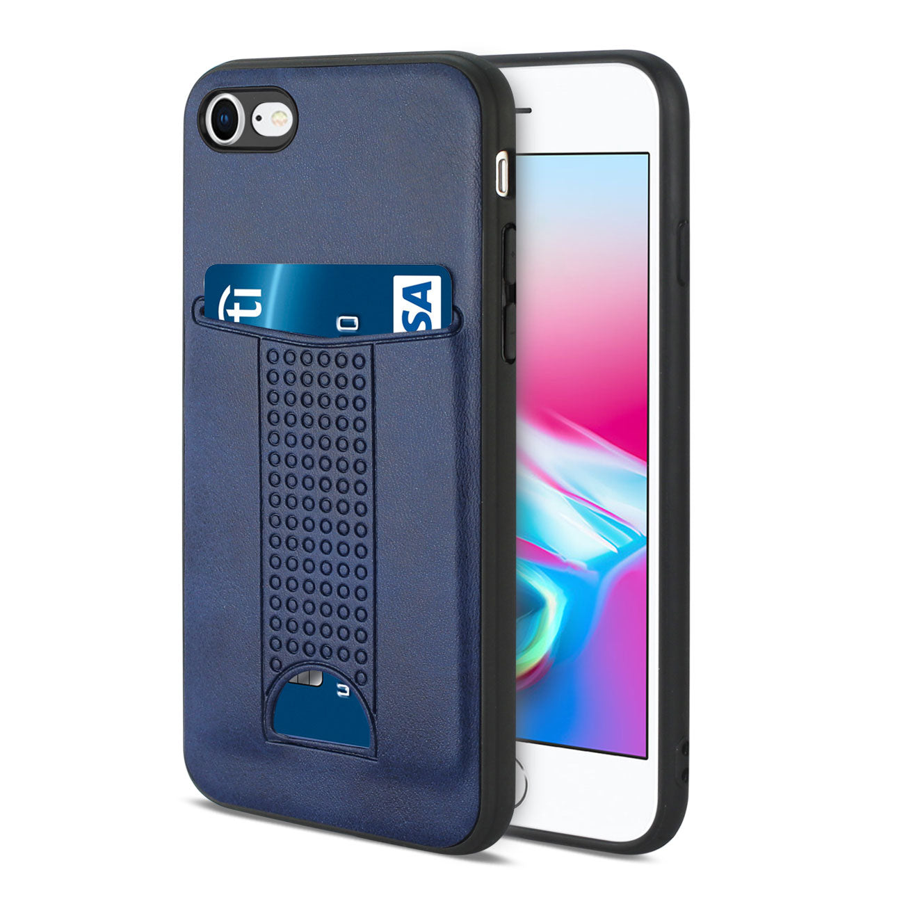 Wallet Case Slim Shockproof Protective Cover With Card Holder Slot iPhone 7/ 8/ SE2/ 6/ 6S Navy Color