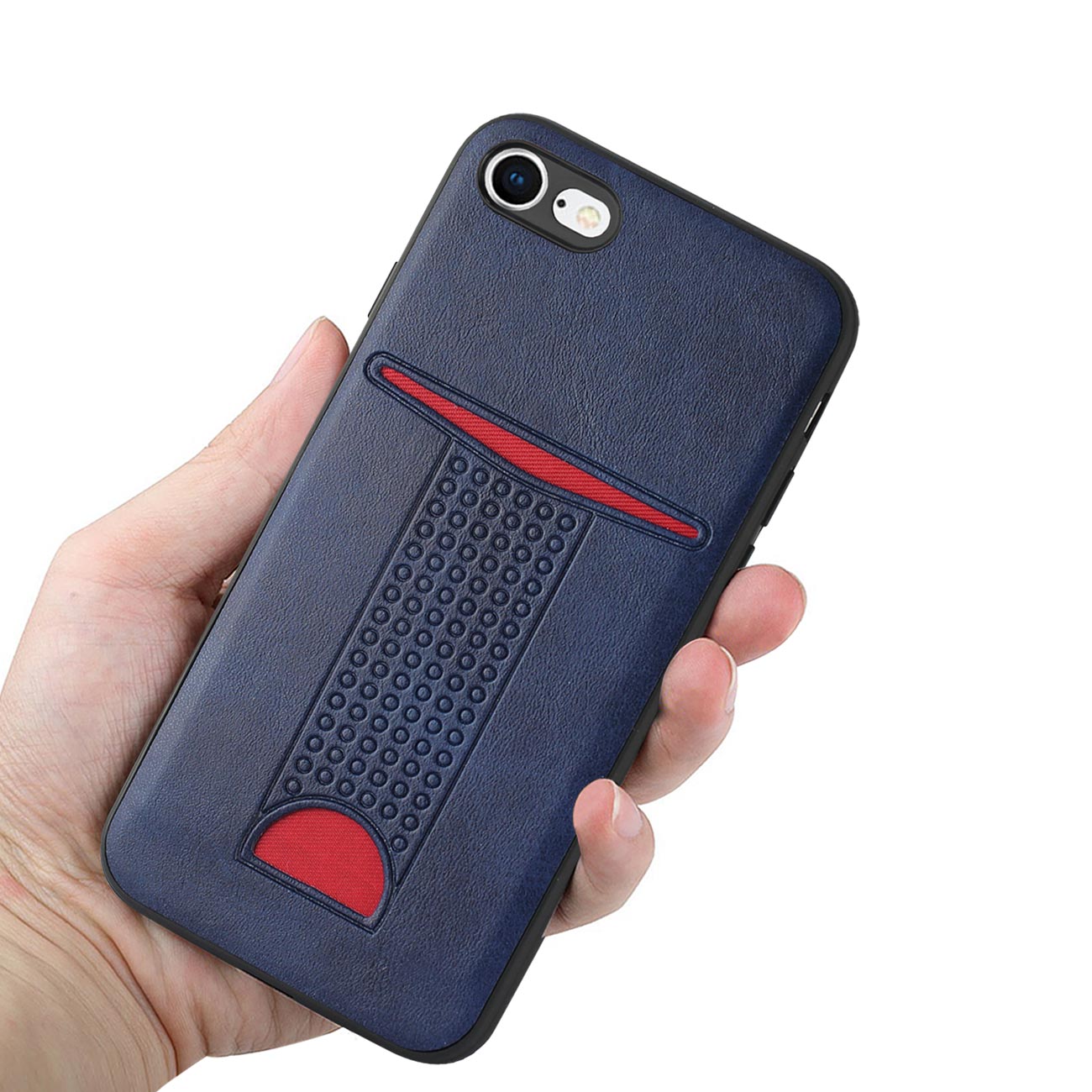 Wallet Case Slim Shockproof Protective Cover With Card Holder Slot iPhone 7/ 8/ SE2/ 6/ 6S Navy Color