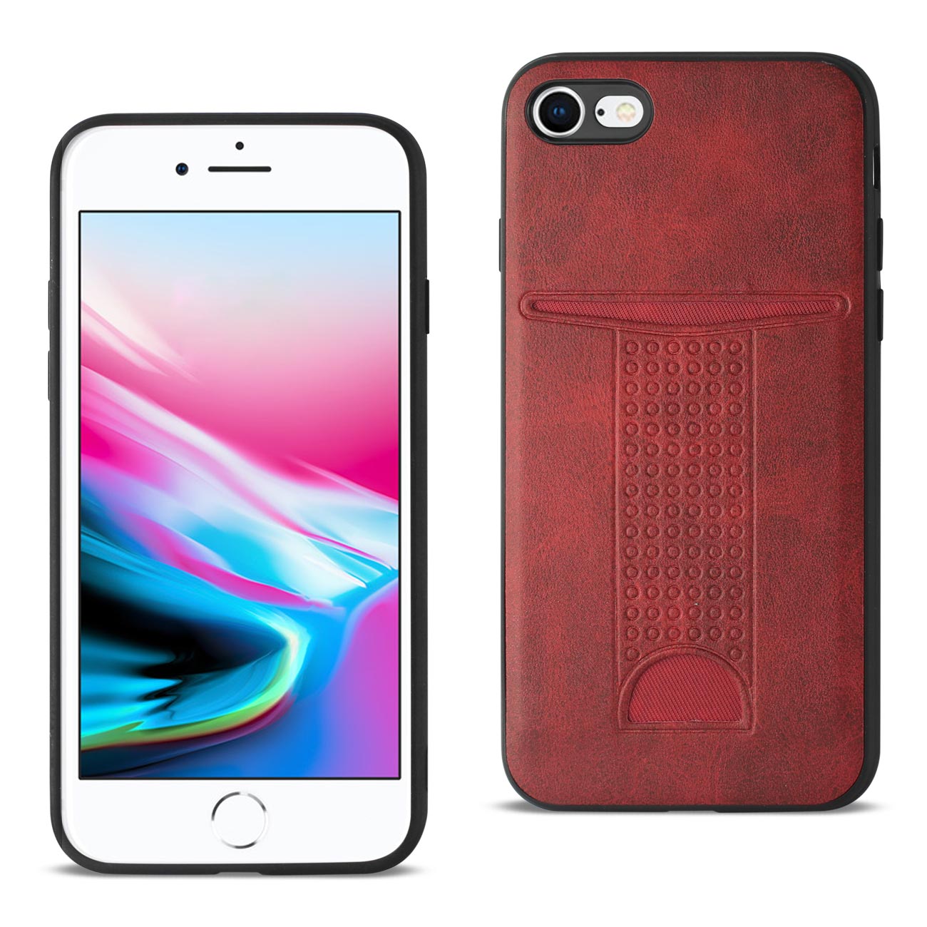 Wallet Case Slim Shockproof Protective Cover With Card Slot iPhone 8/ iPhone 7 Red Color